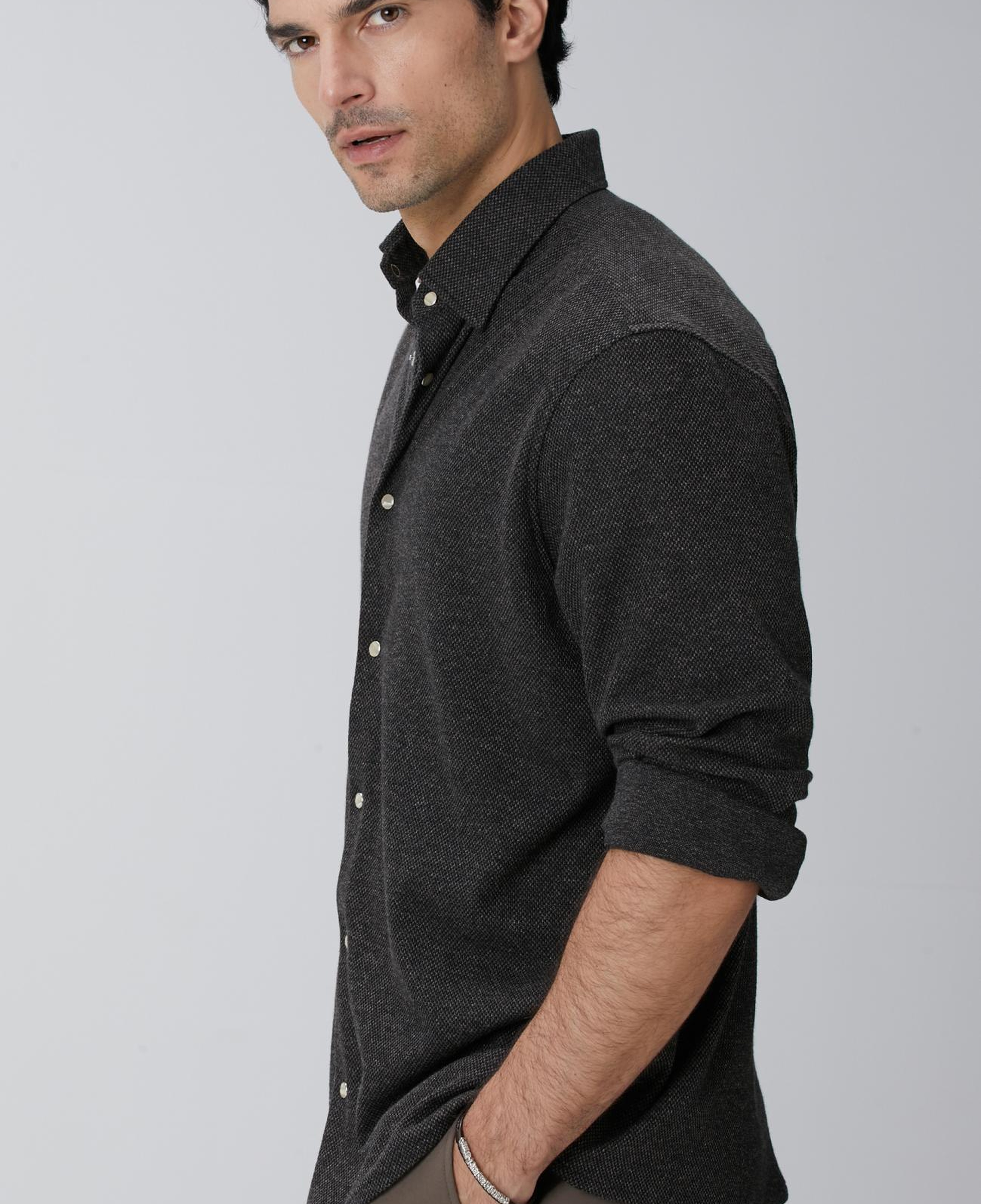 Network Erkek Kahverengi Yün Karışımlı Örme Gömlek