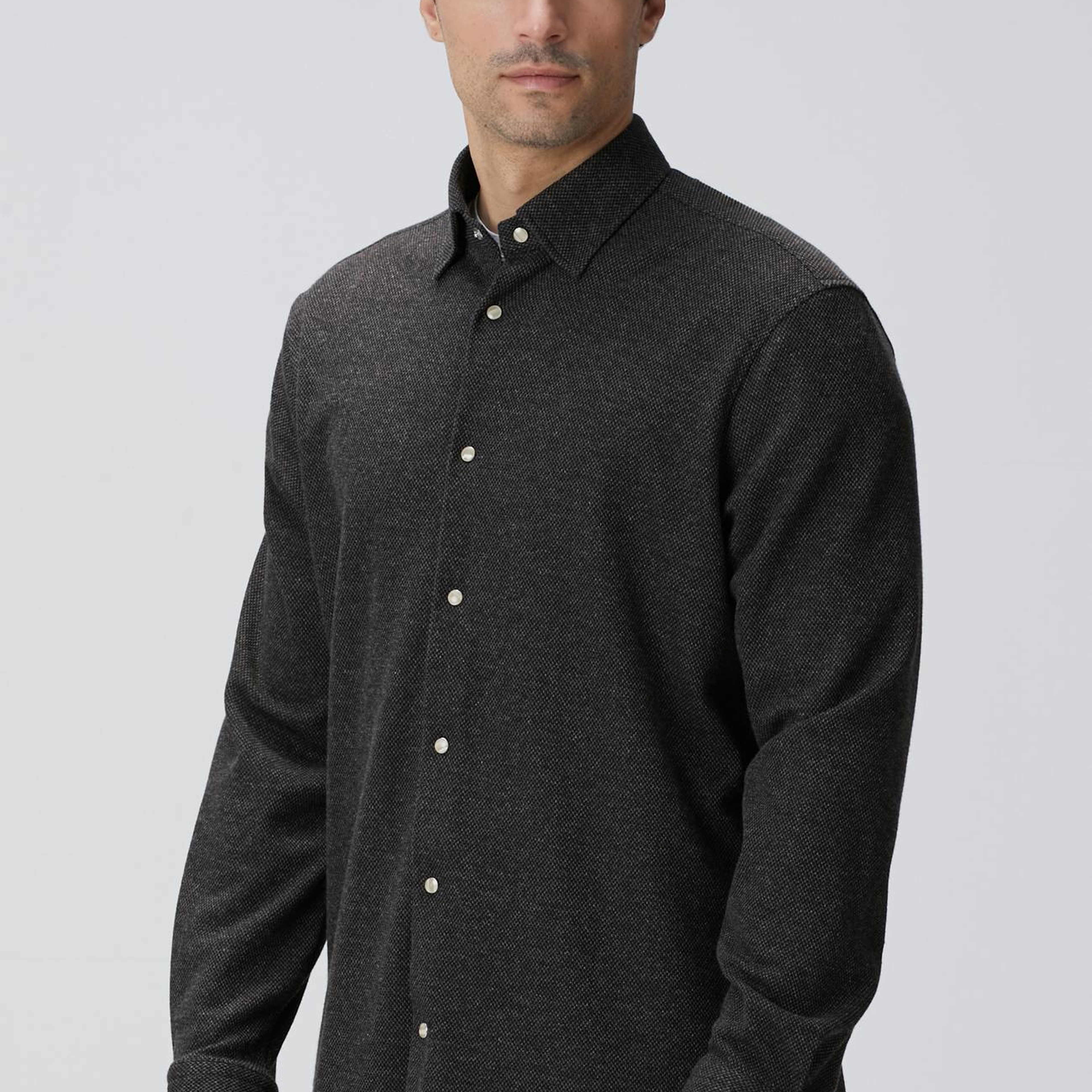 Network Erkek Kahverengi Yün Karışımlı Örme Gömlek