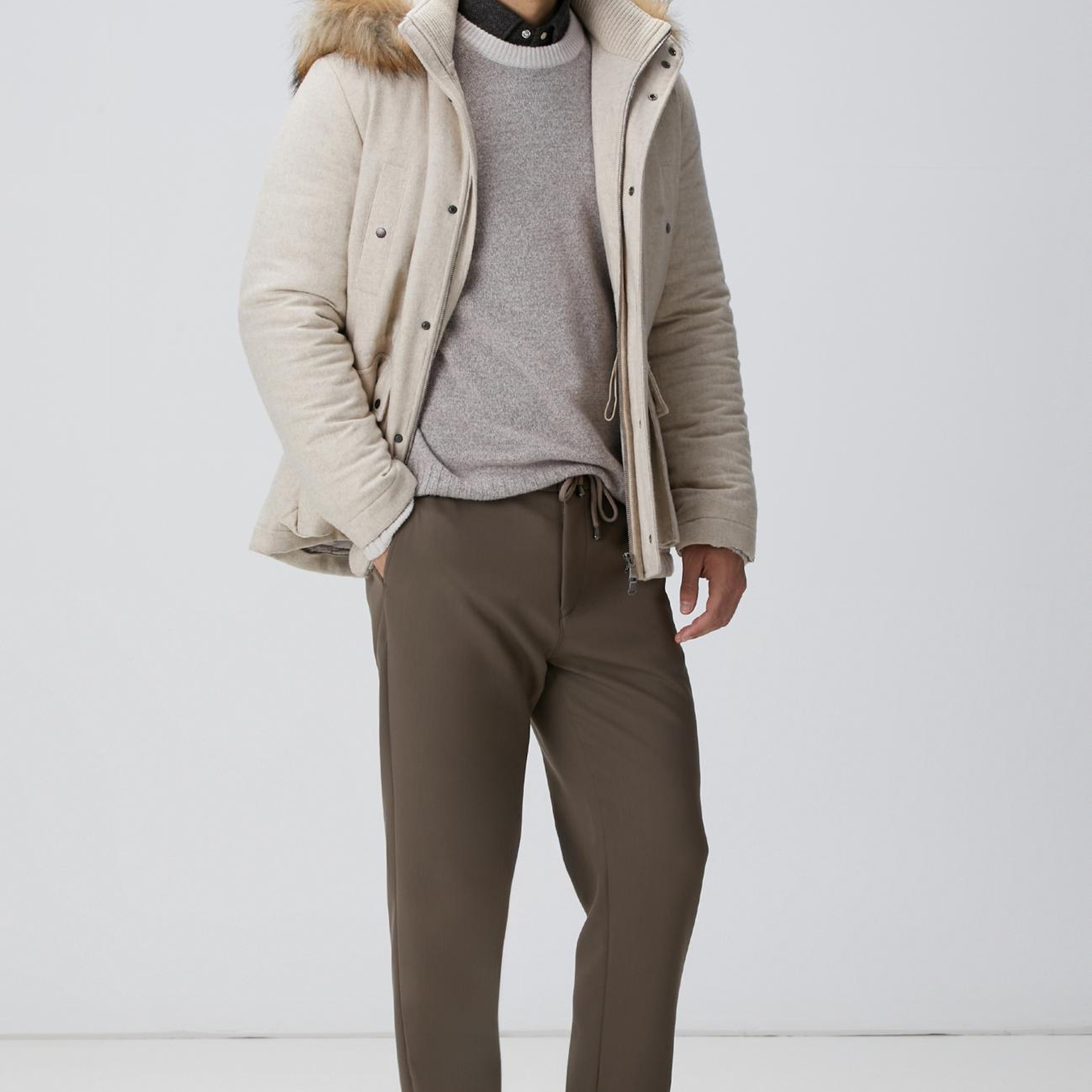 Network Erkek Kahverengi Yün Karışımlı Örme Gömlek