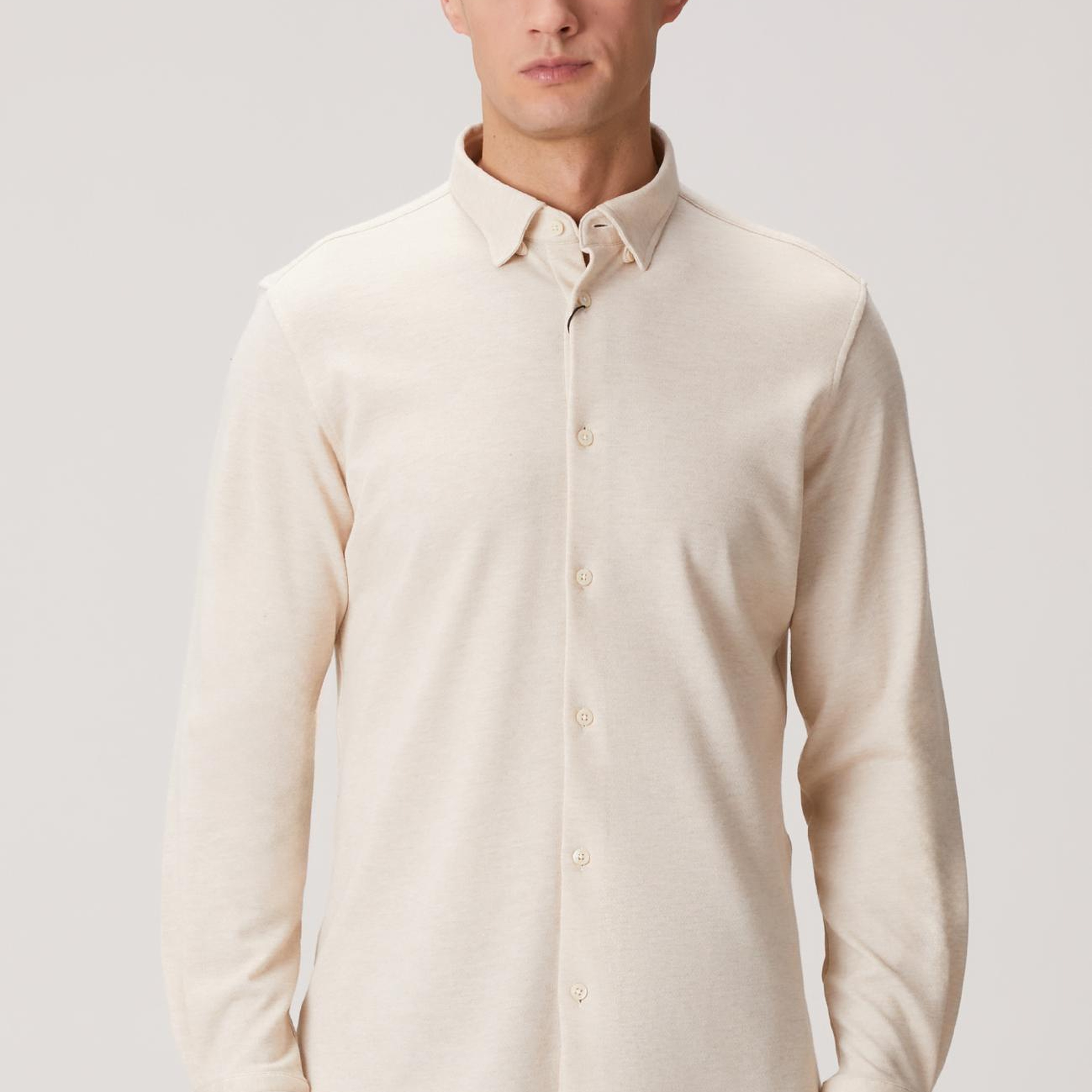 Network Erkek Bej Yün Karışımlı Örme Gömlek