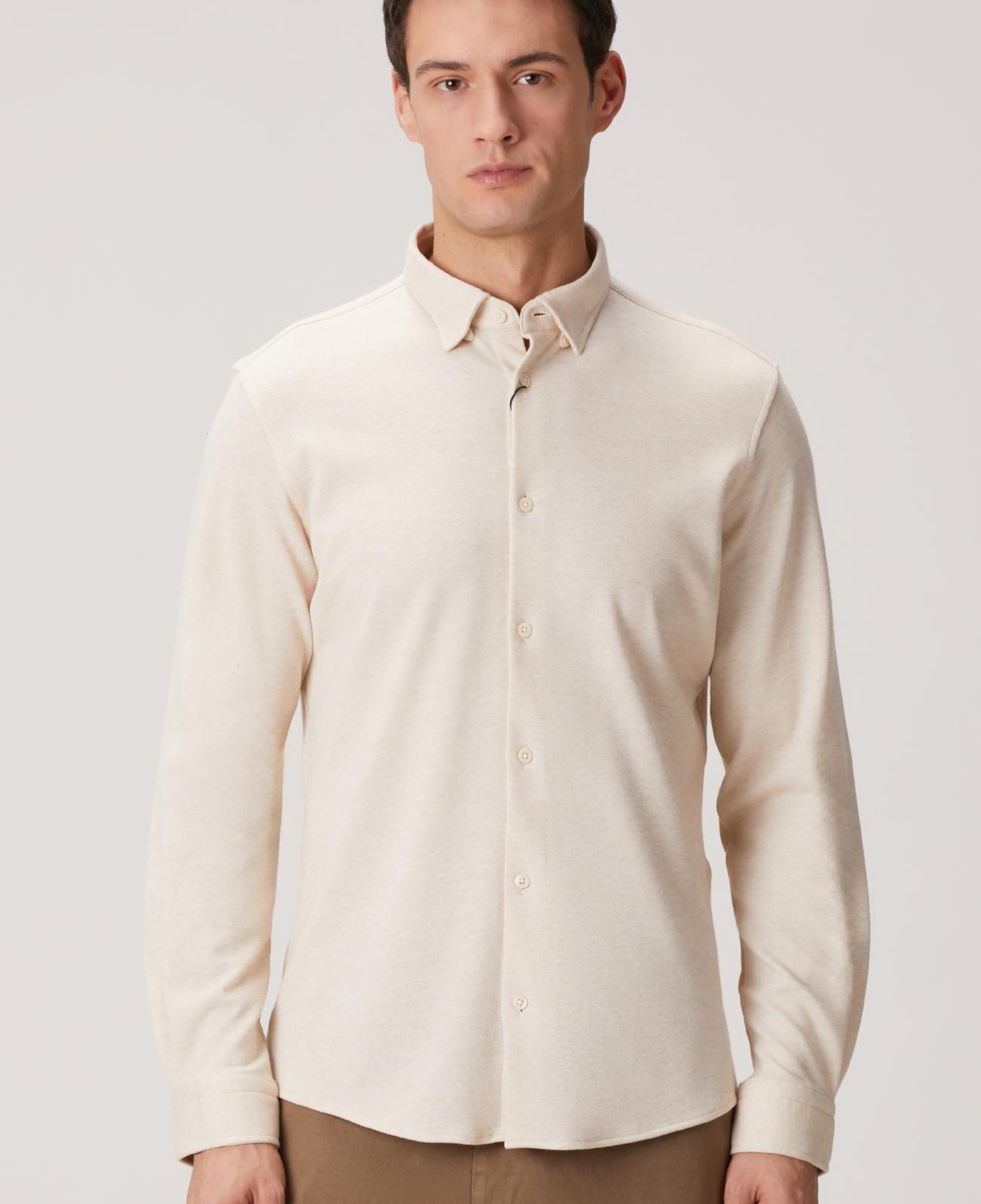 Network Erkek Bej Yün Karışımlı Örme Gömlek