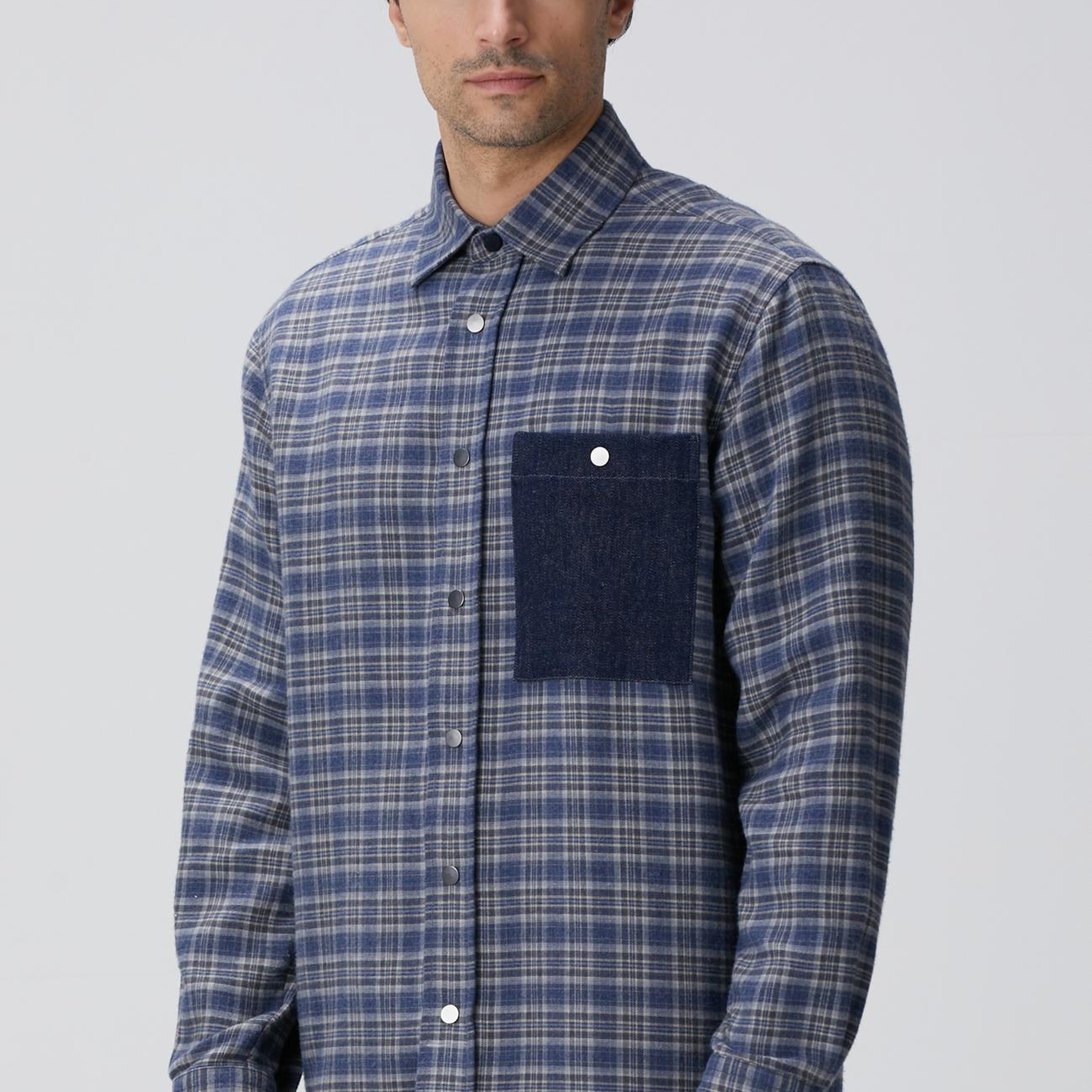 Network Erkek Indigo Ekose Desenli Gömlek