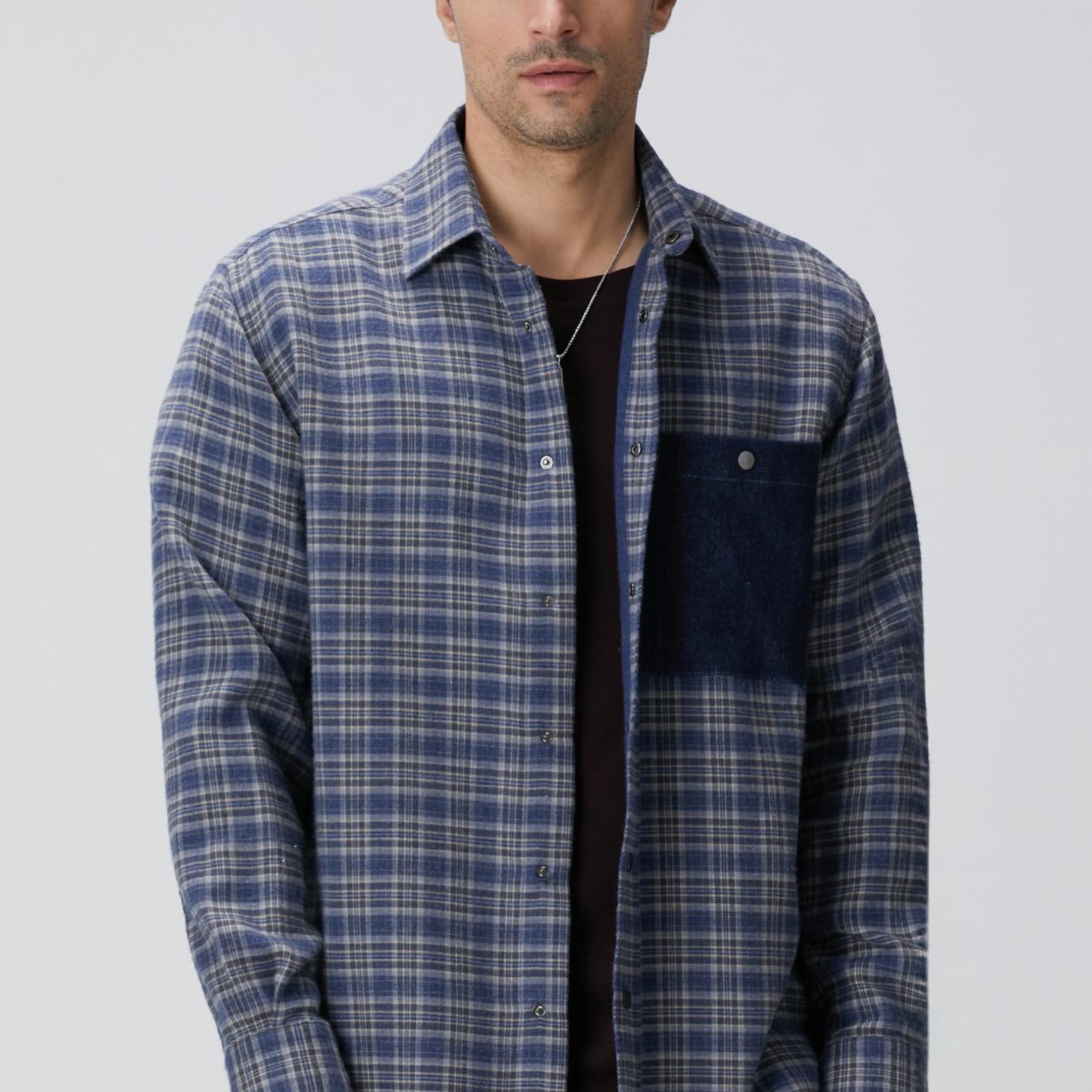 Network Erkek Indigo Ekose Desenli Gömlek