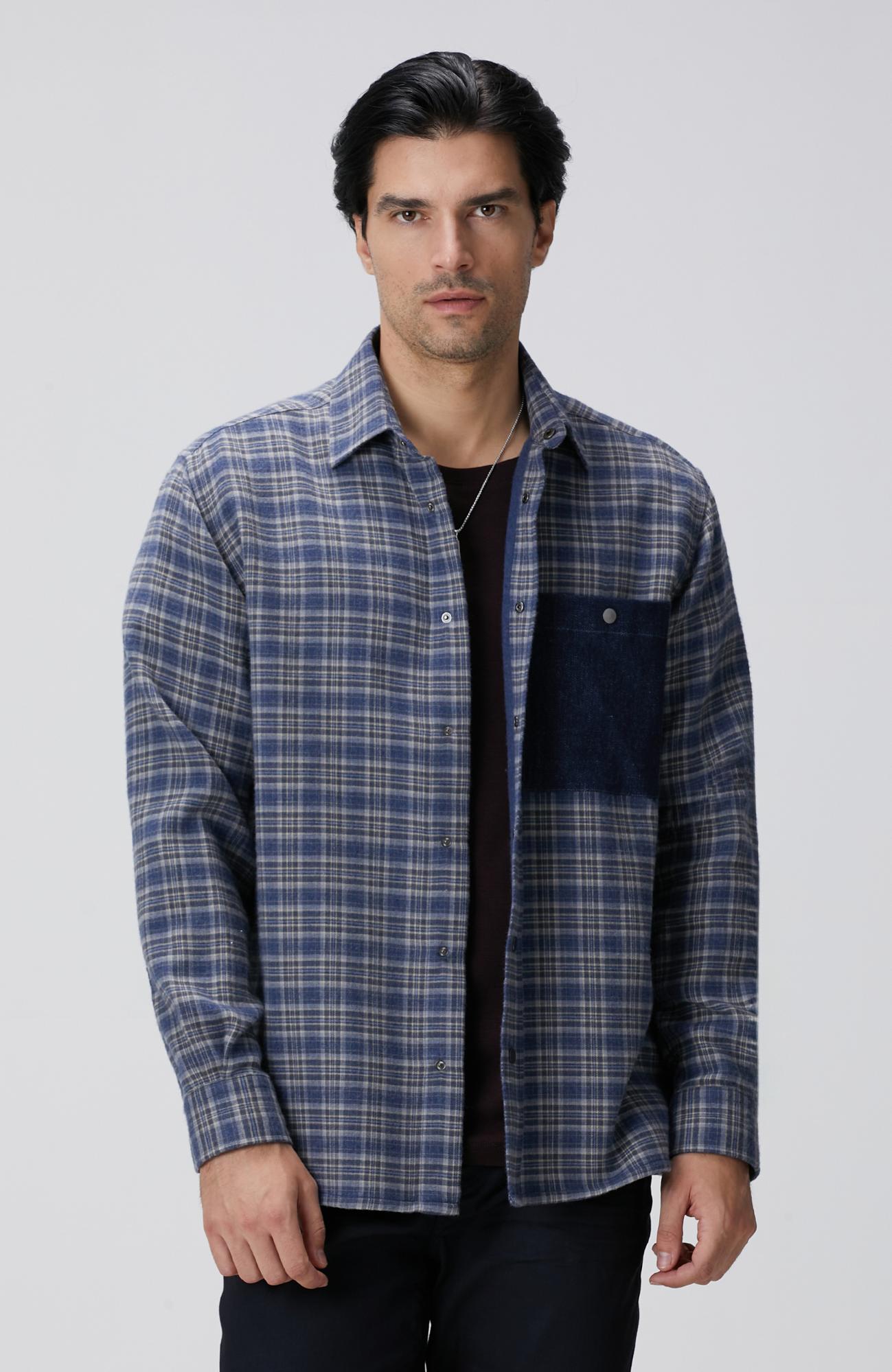 Network Erkek Indigo Ekose Desenli Gömlek