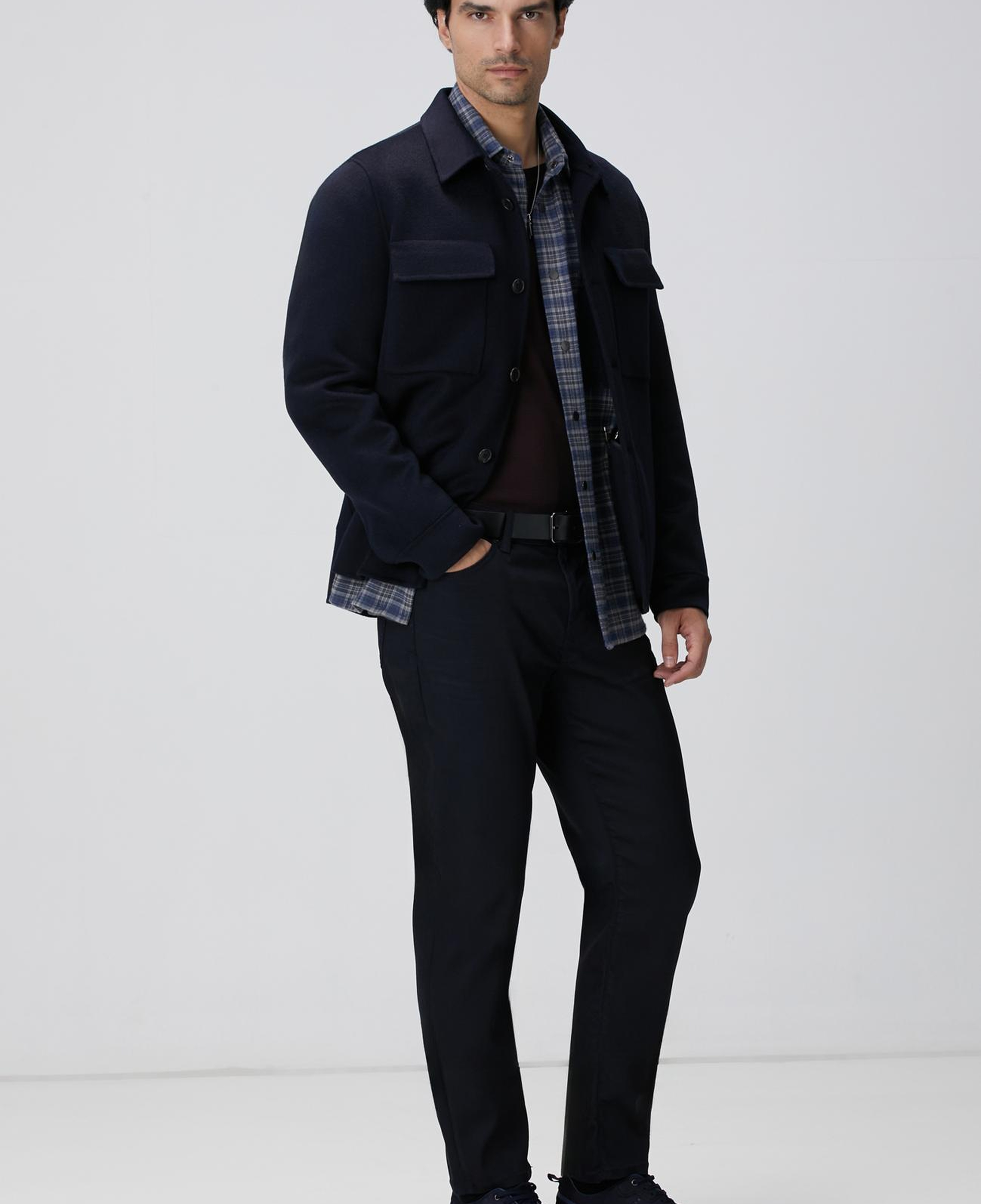 Network Erkek Indigo Ekose Desenli Gömlek