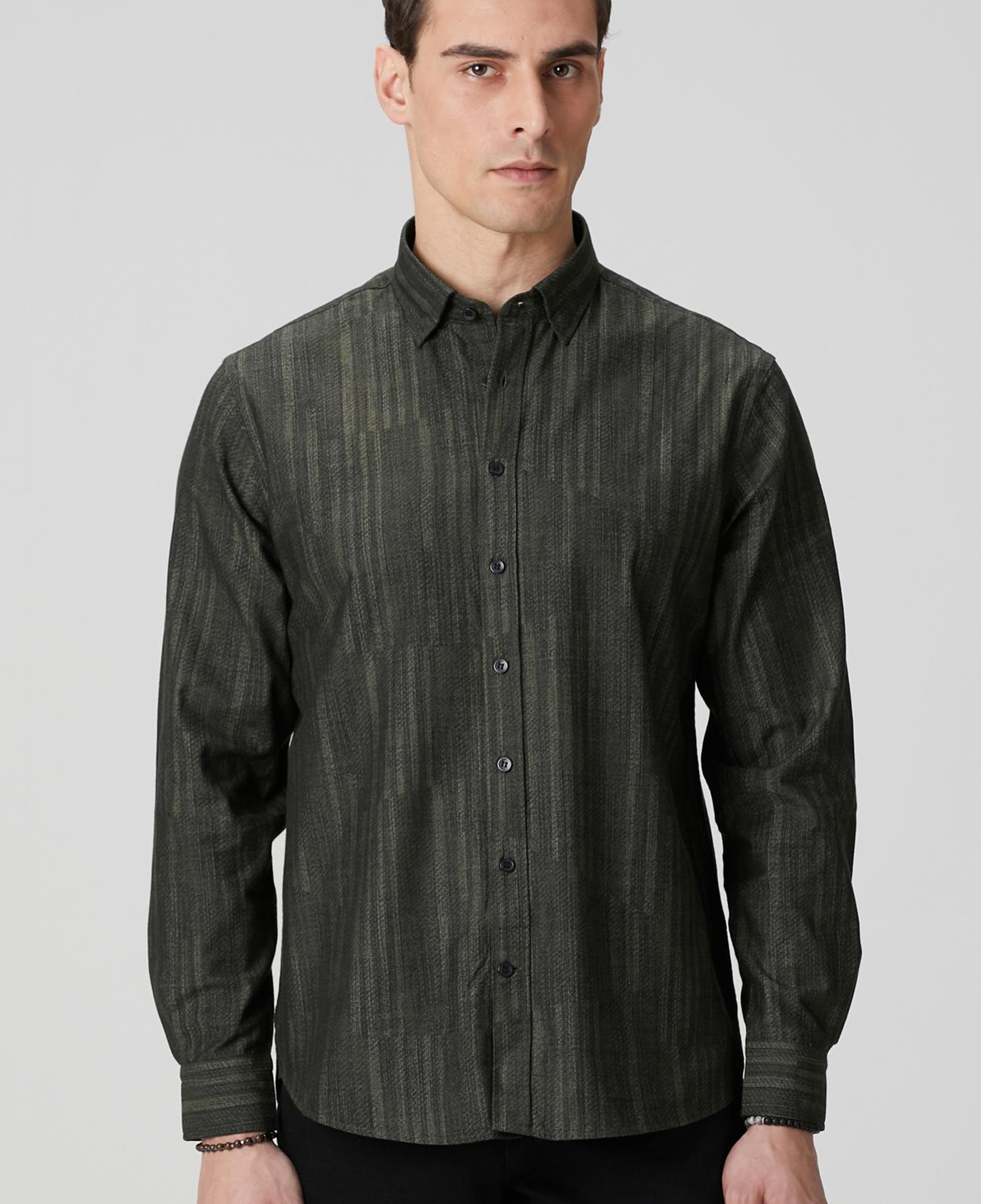 Network Erkek Haki Baskılı Gömlek