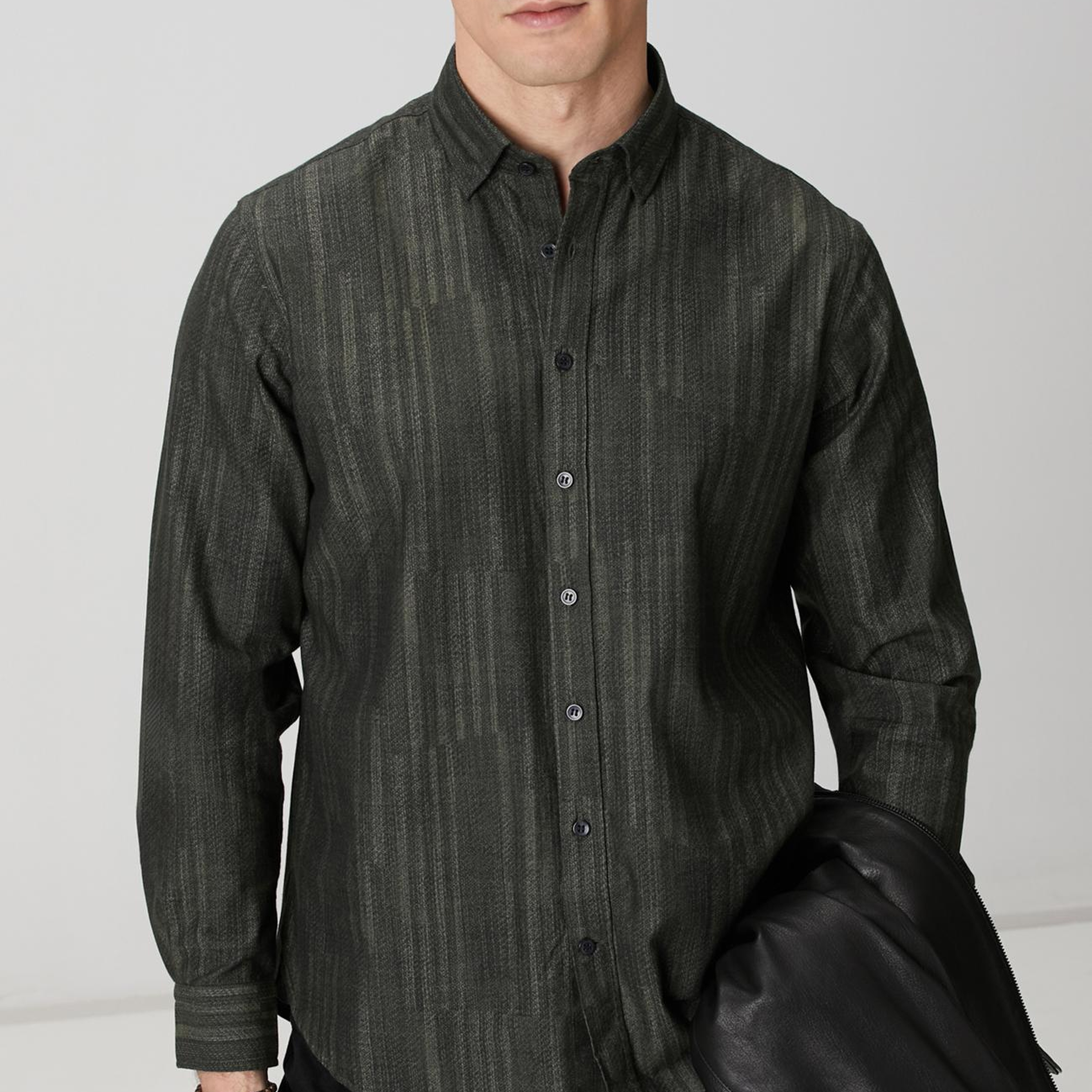 Network Erkek Haki Baskılı Gömlek