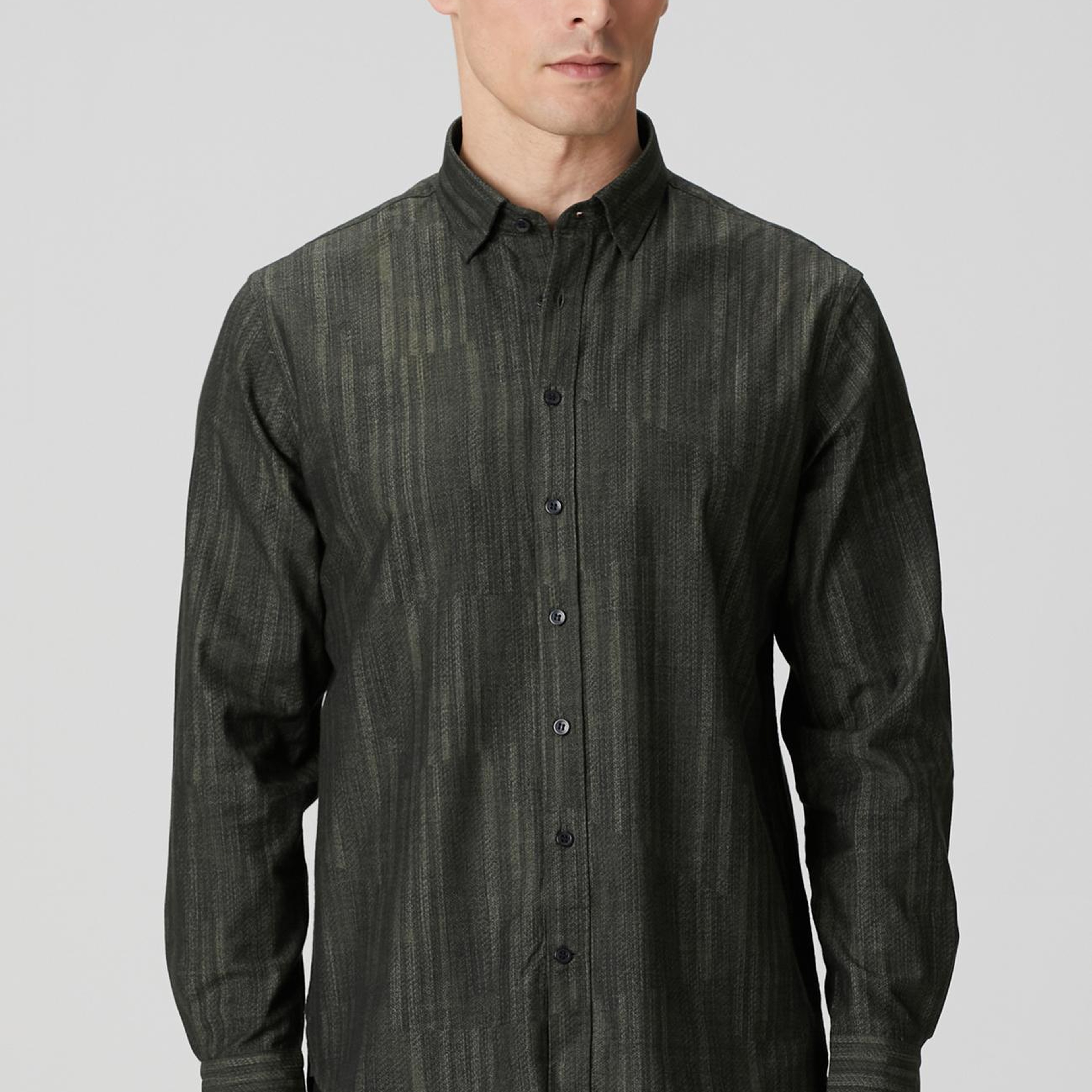 Network Erkek Haki Baskılı Gömlek