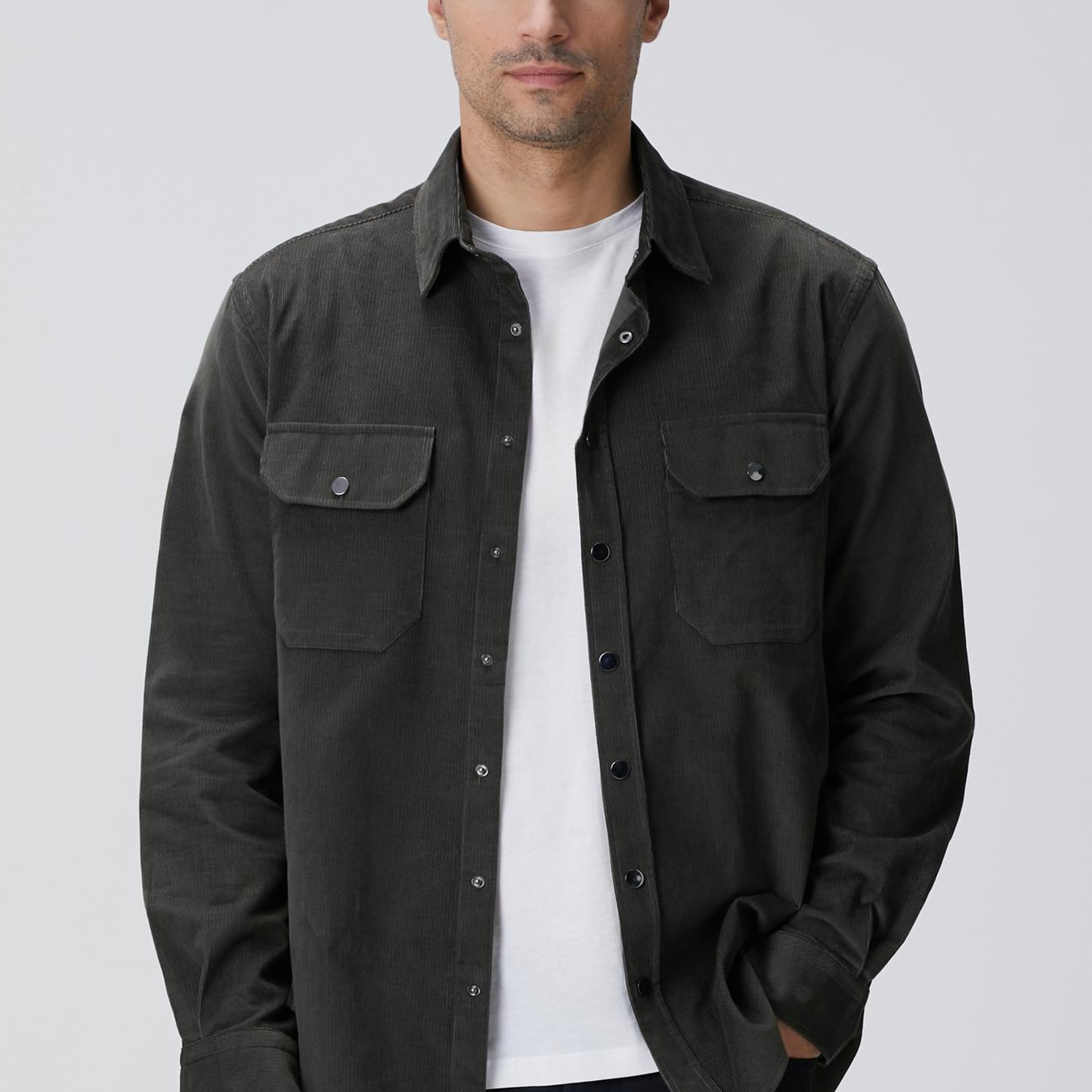 Network Erkek Haki Fitilli Kadife Gömlek