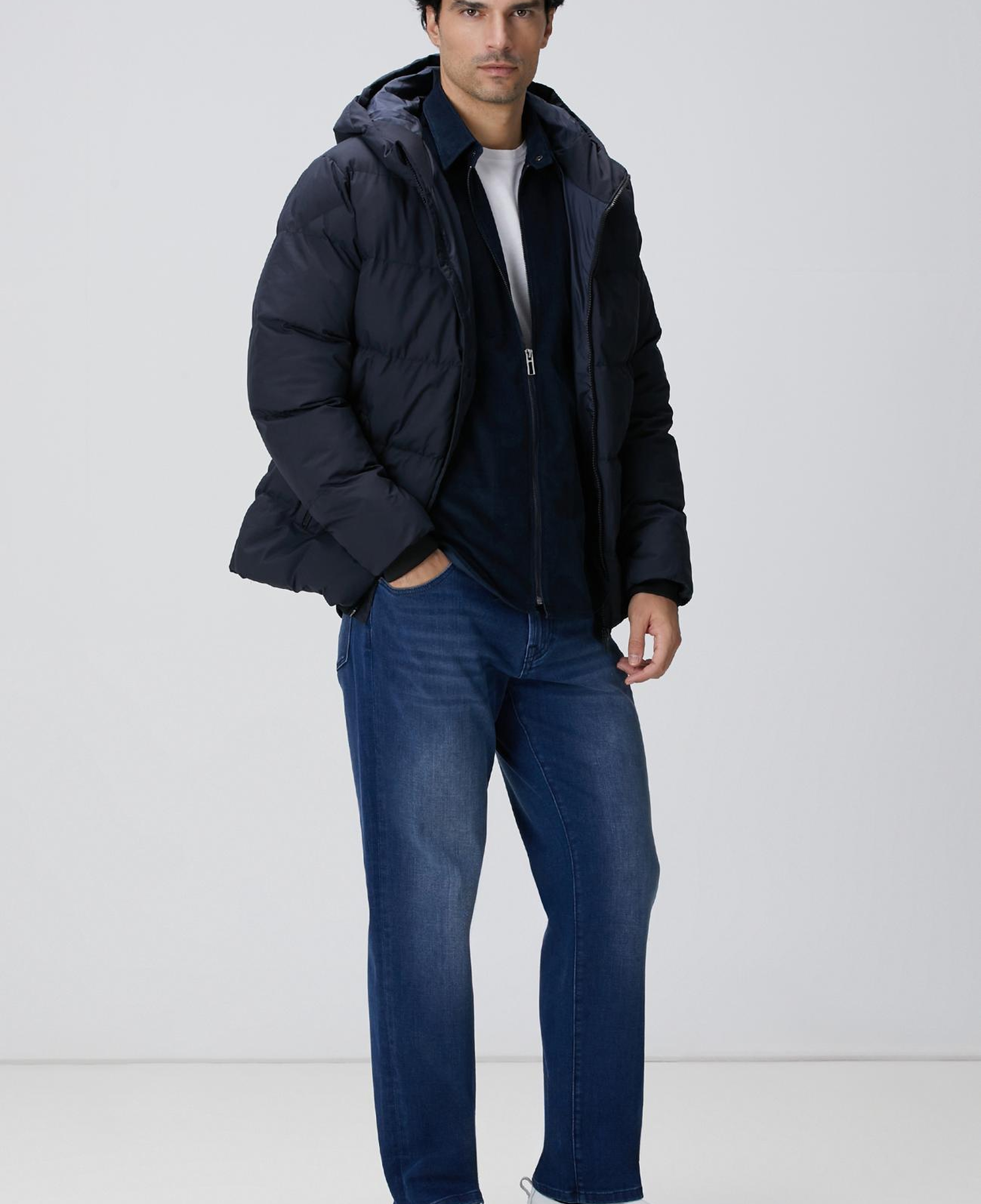 Network Erkek Lacivert Fermuarlı Fitilli Kadife Gömlek