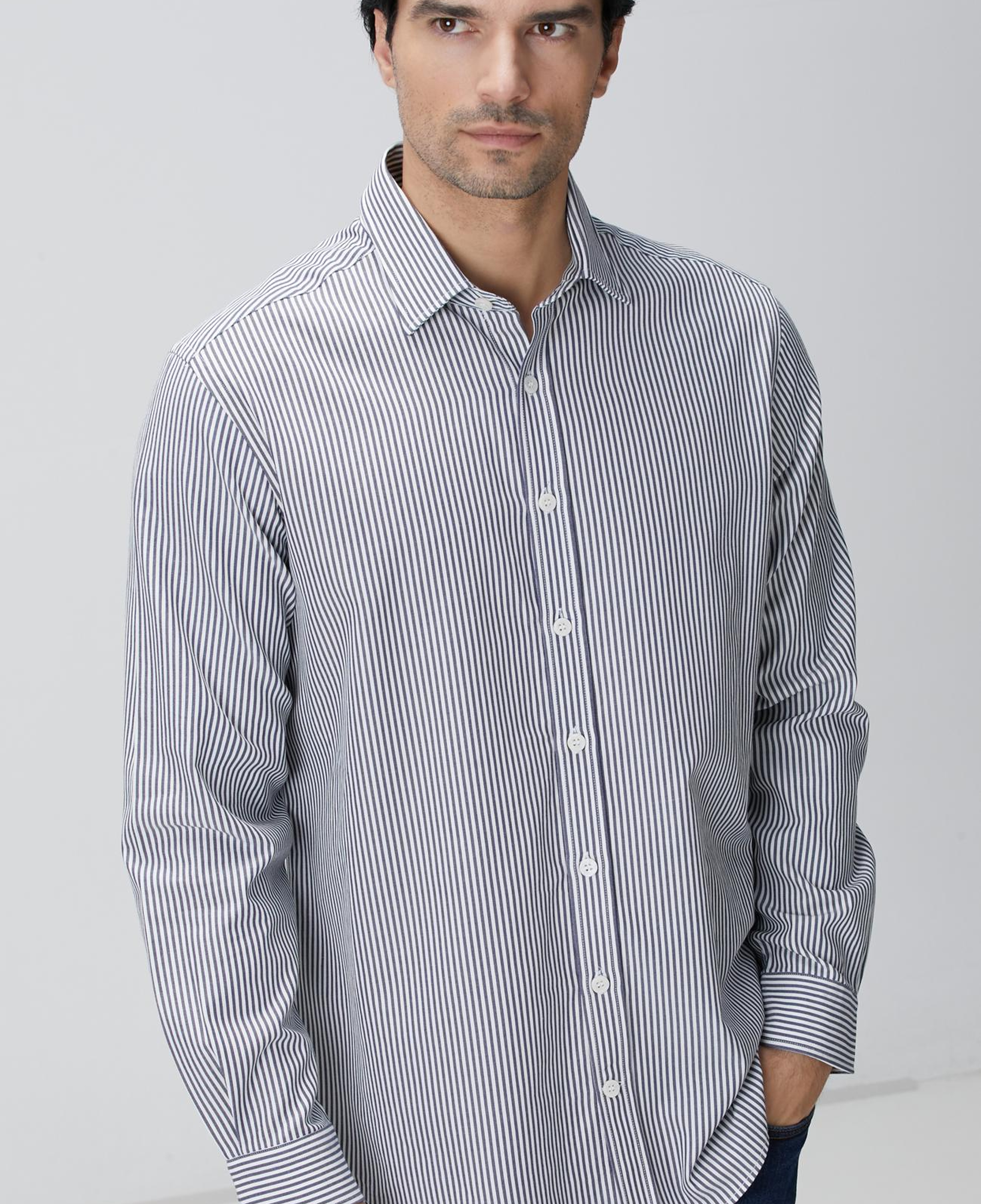 Network Erkek Indigo Çizgi Desenli Gömlek