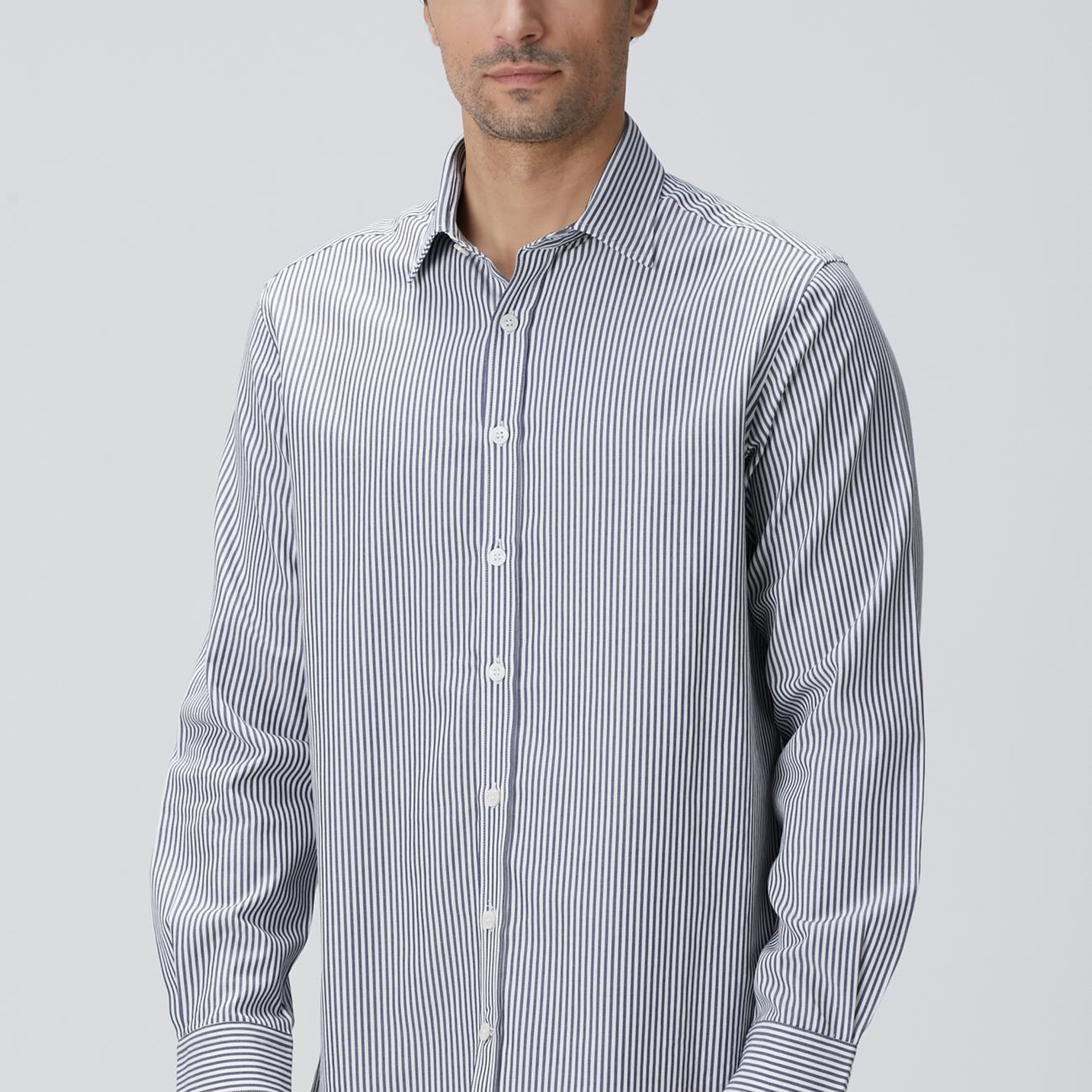 Network Erkek Indigo Çizgi Desenli Gömlek