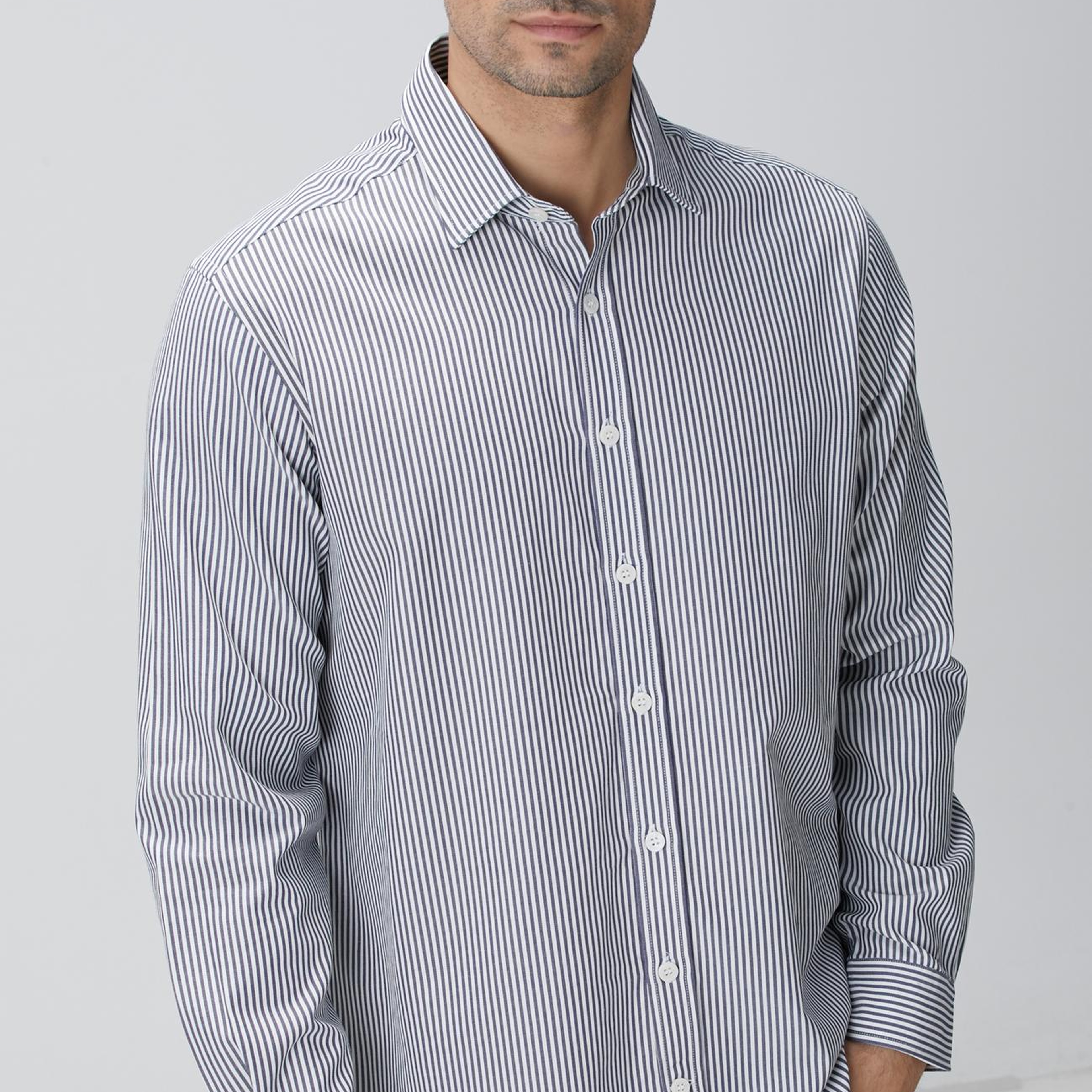 Network Erkek Indigo Çizgi Desenli Gömlek
