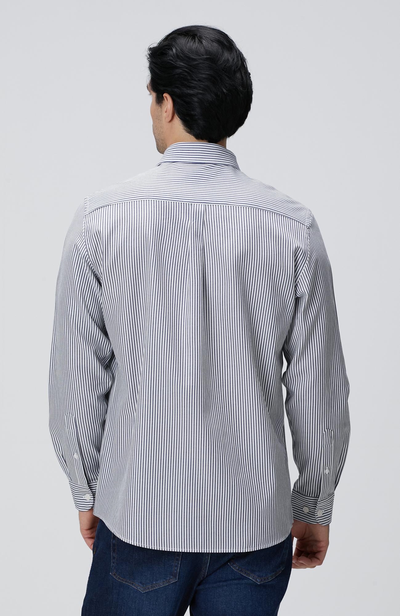 Network Erkek Indigo Çizgi Desenli Gömlek