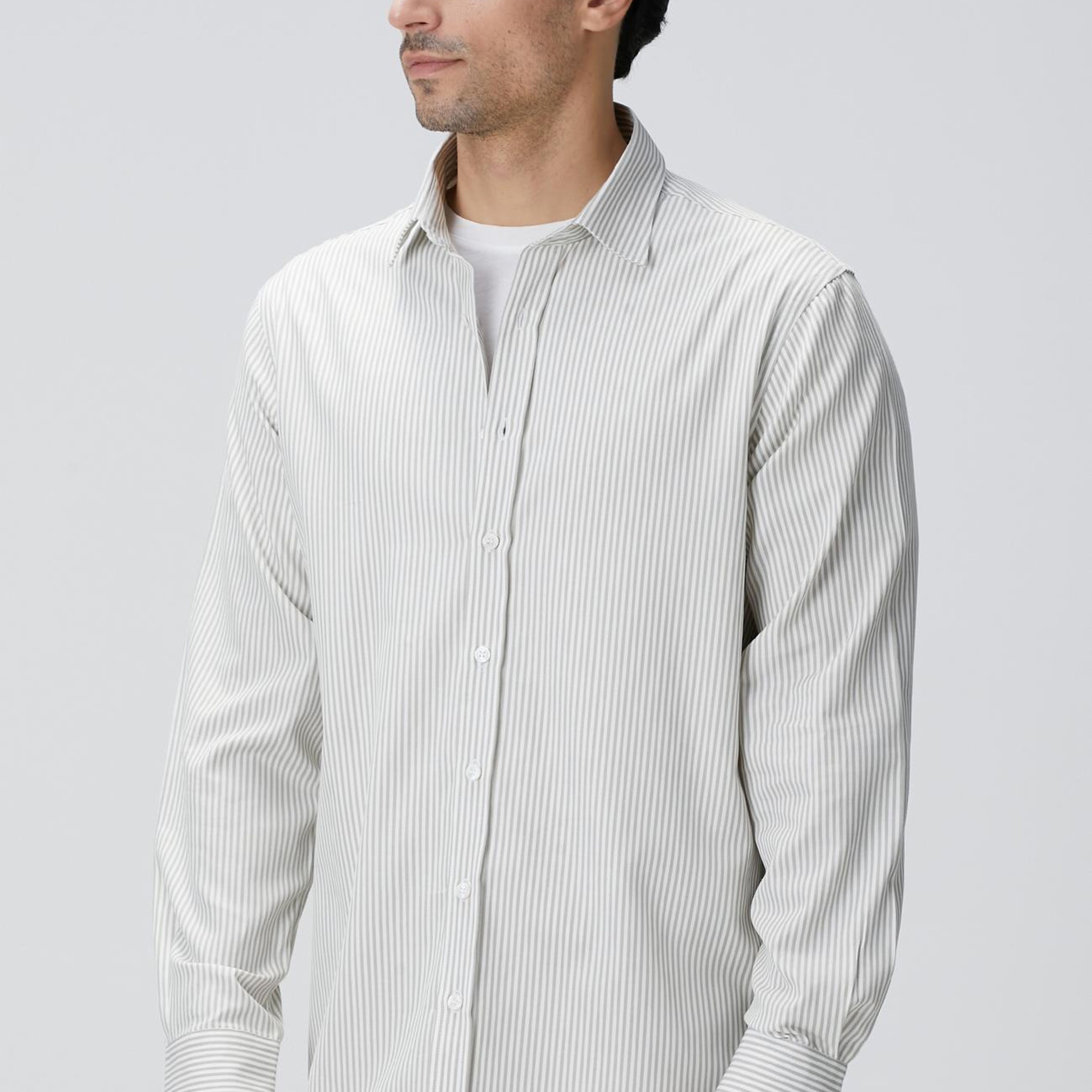 Network Erkek Bej Çizgi Desenli Gömlek