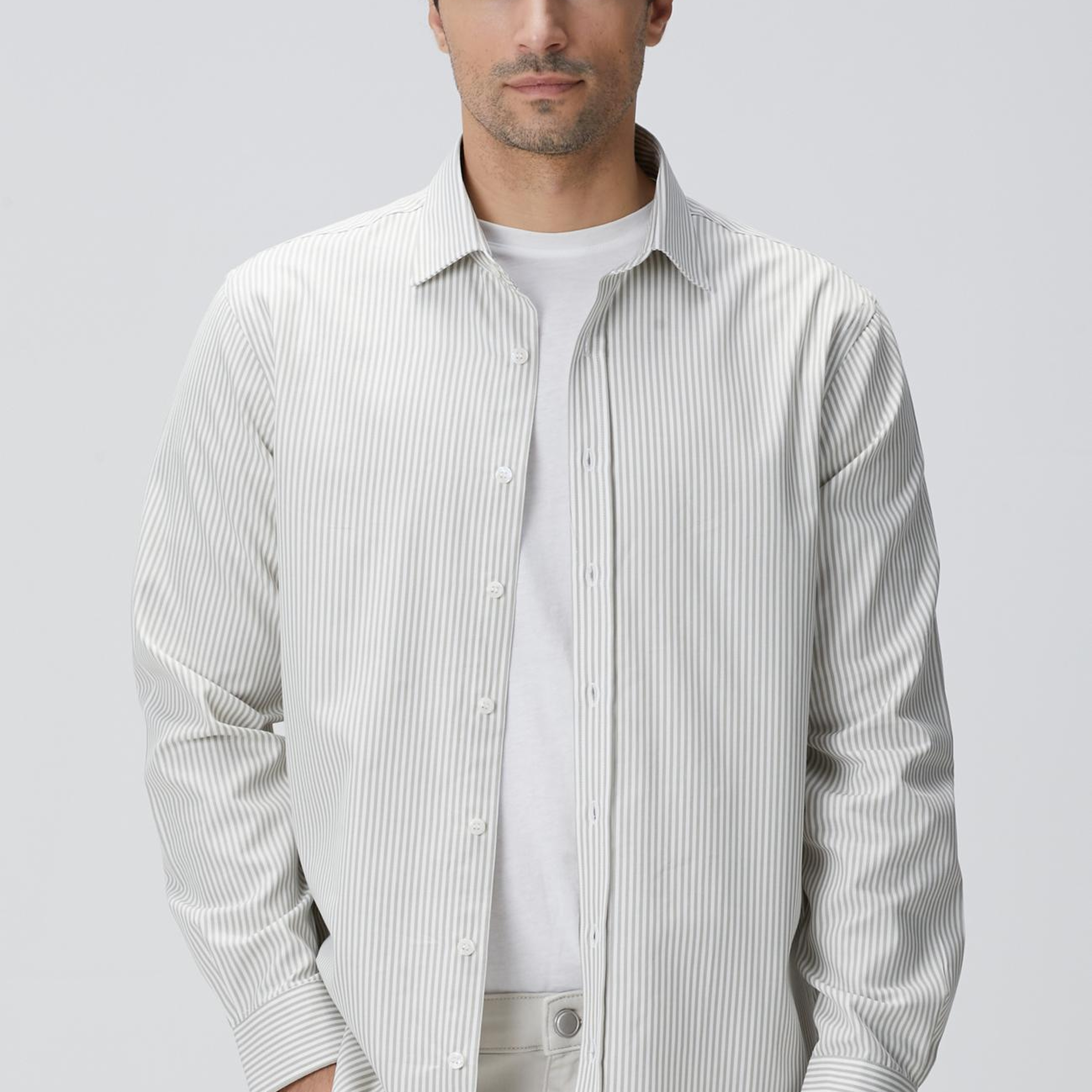 Network Erkek Bej Çizgi Desenli Gömlek