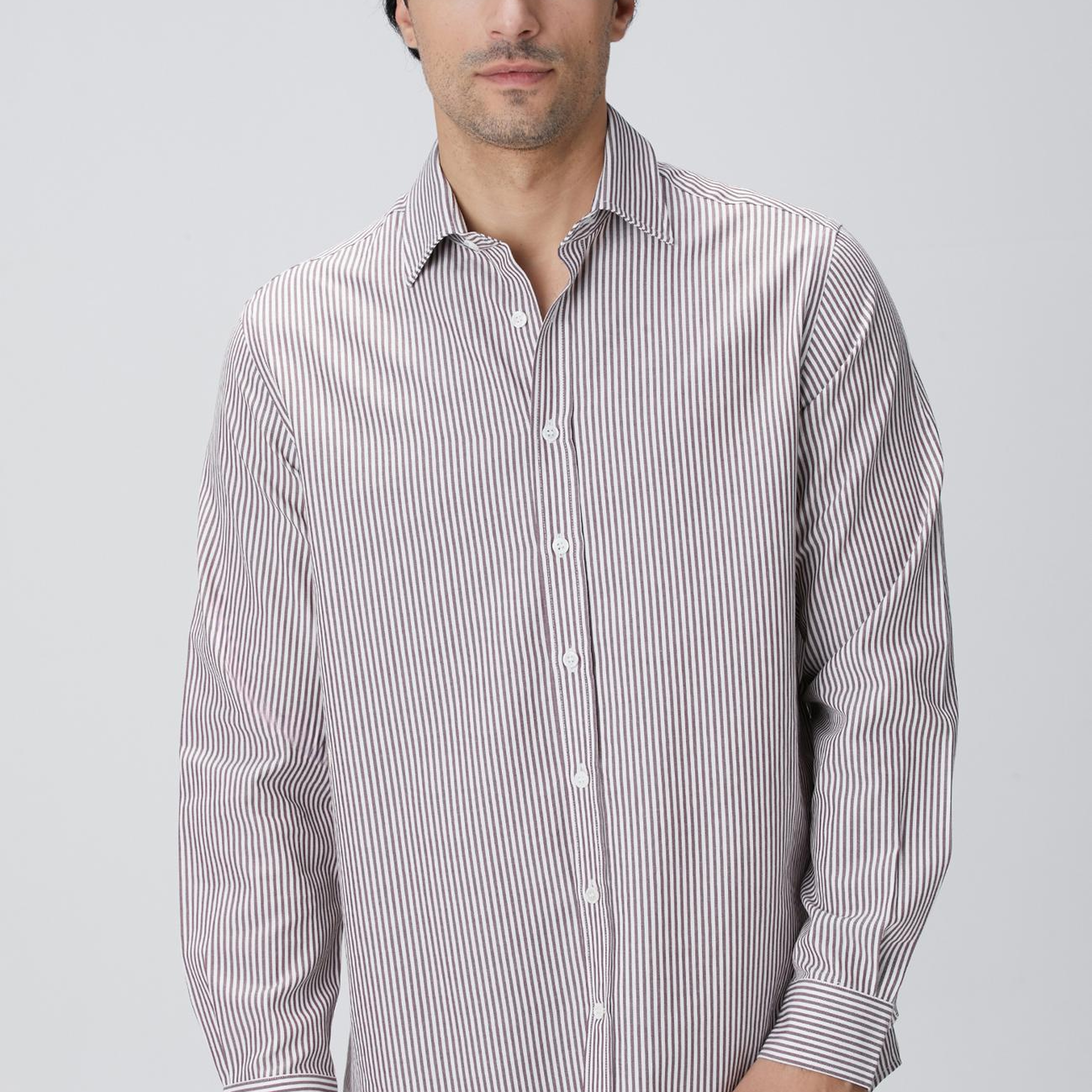 Network Erkek Bordo Çizgi Desenli Gömlek