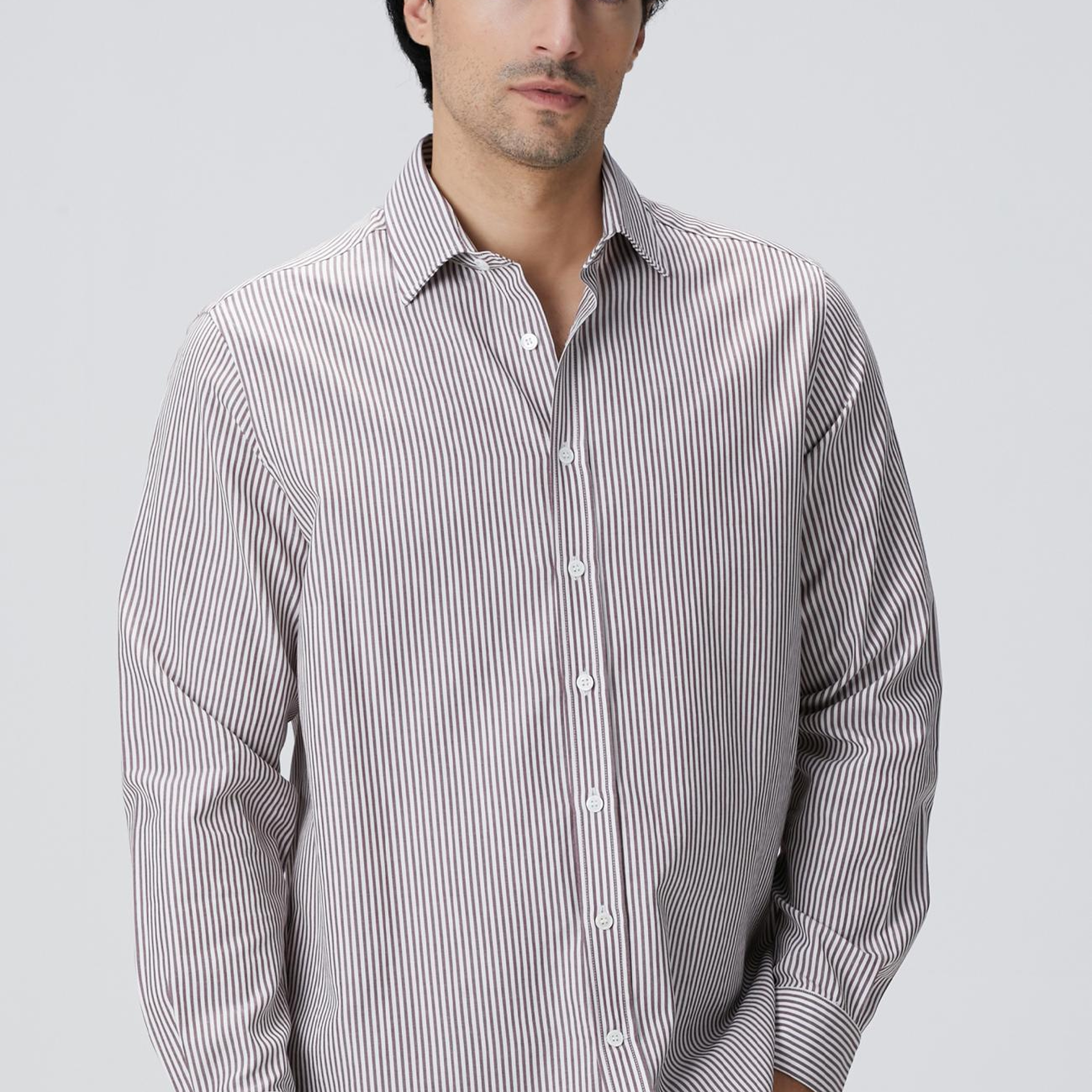 Network Erkek Bordo Çizgi Desenli Gömlek