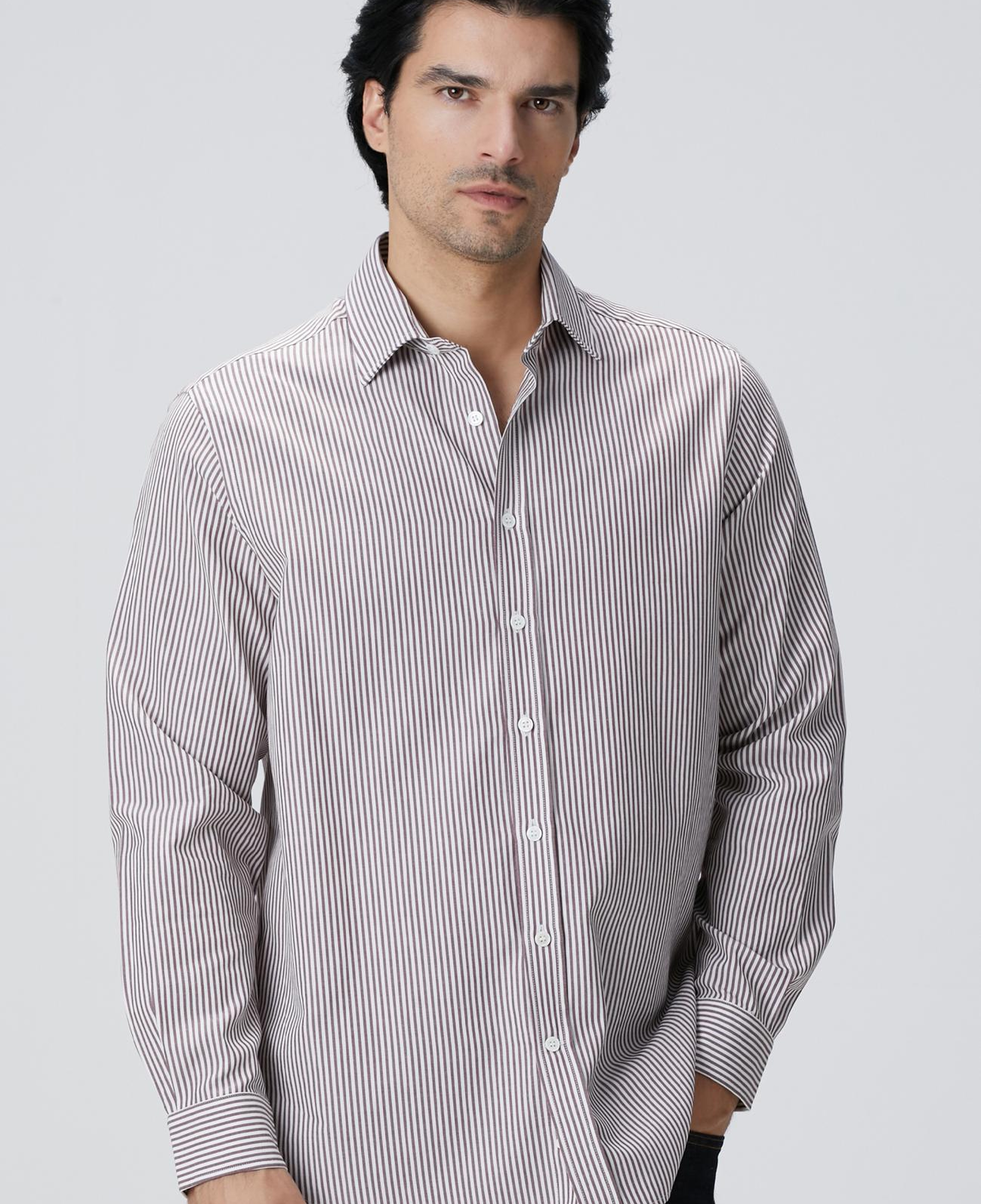 Network Erkek Bordo Çizgi Desenli Gömlek