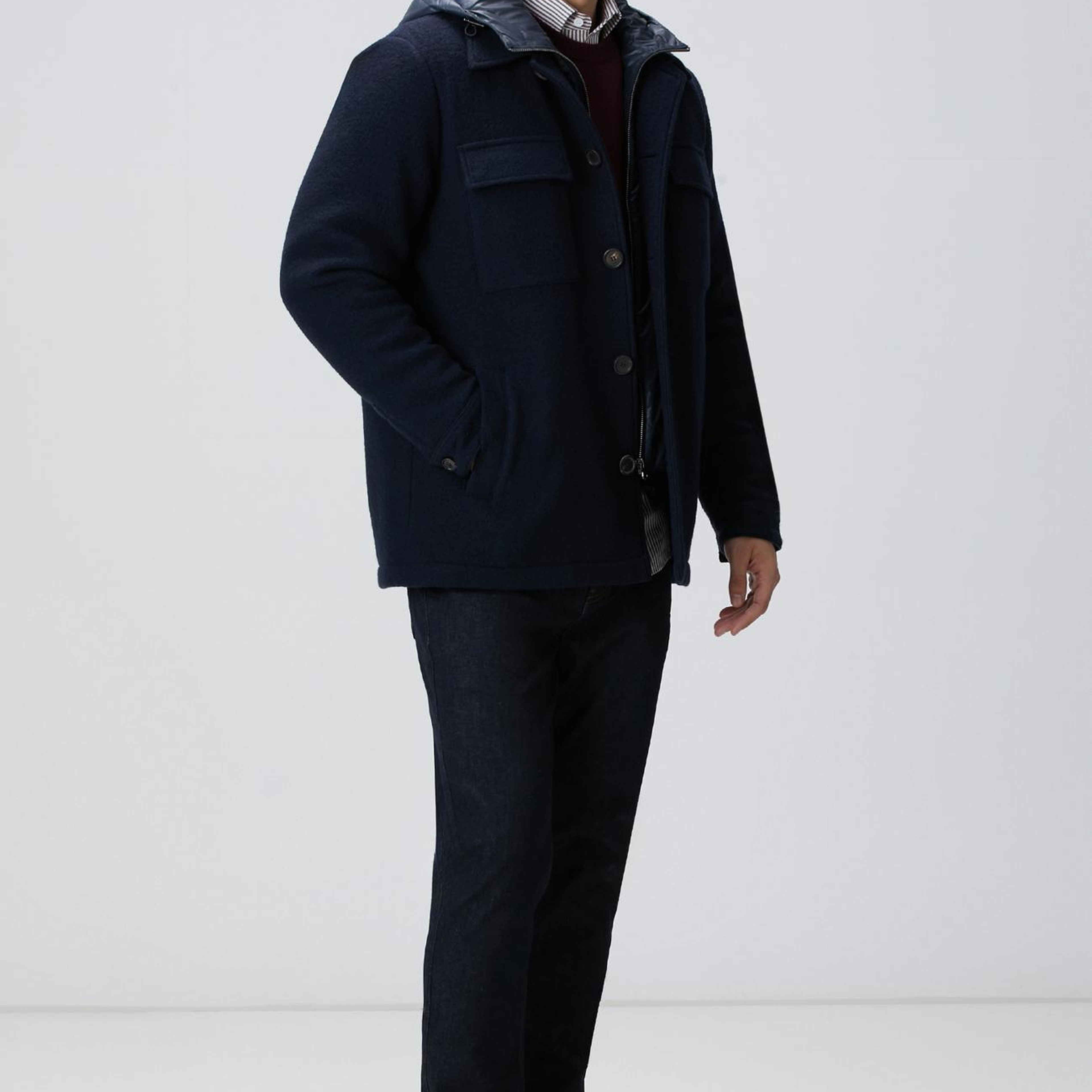 Network Erkek Bordo Çizgi Desenli Gömlek