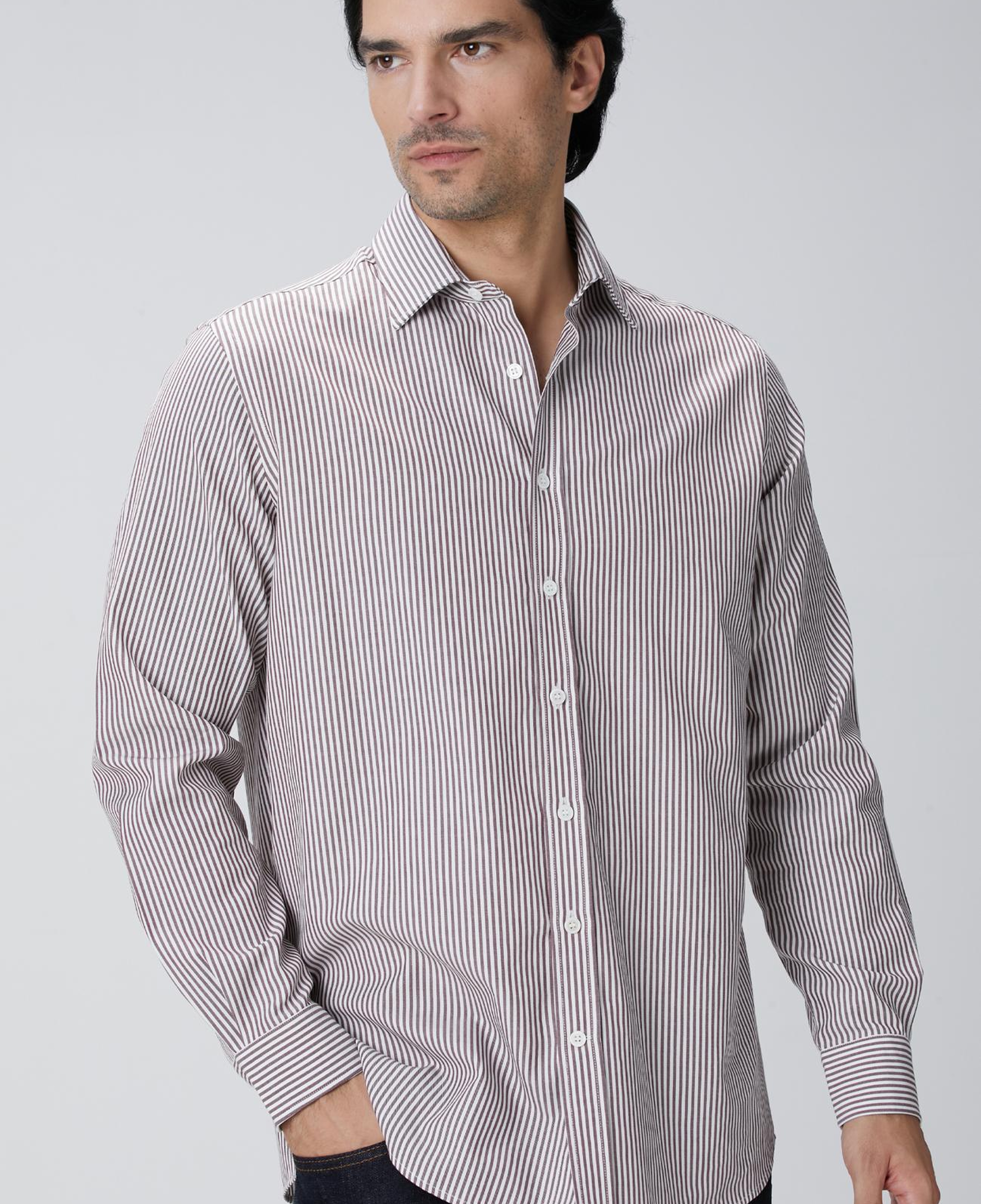 Network Erkek Bordo Çizgi Desenli Gömlek