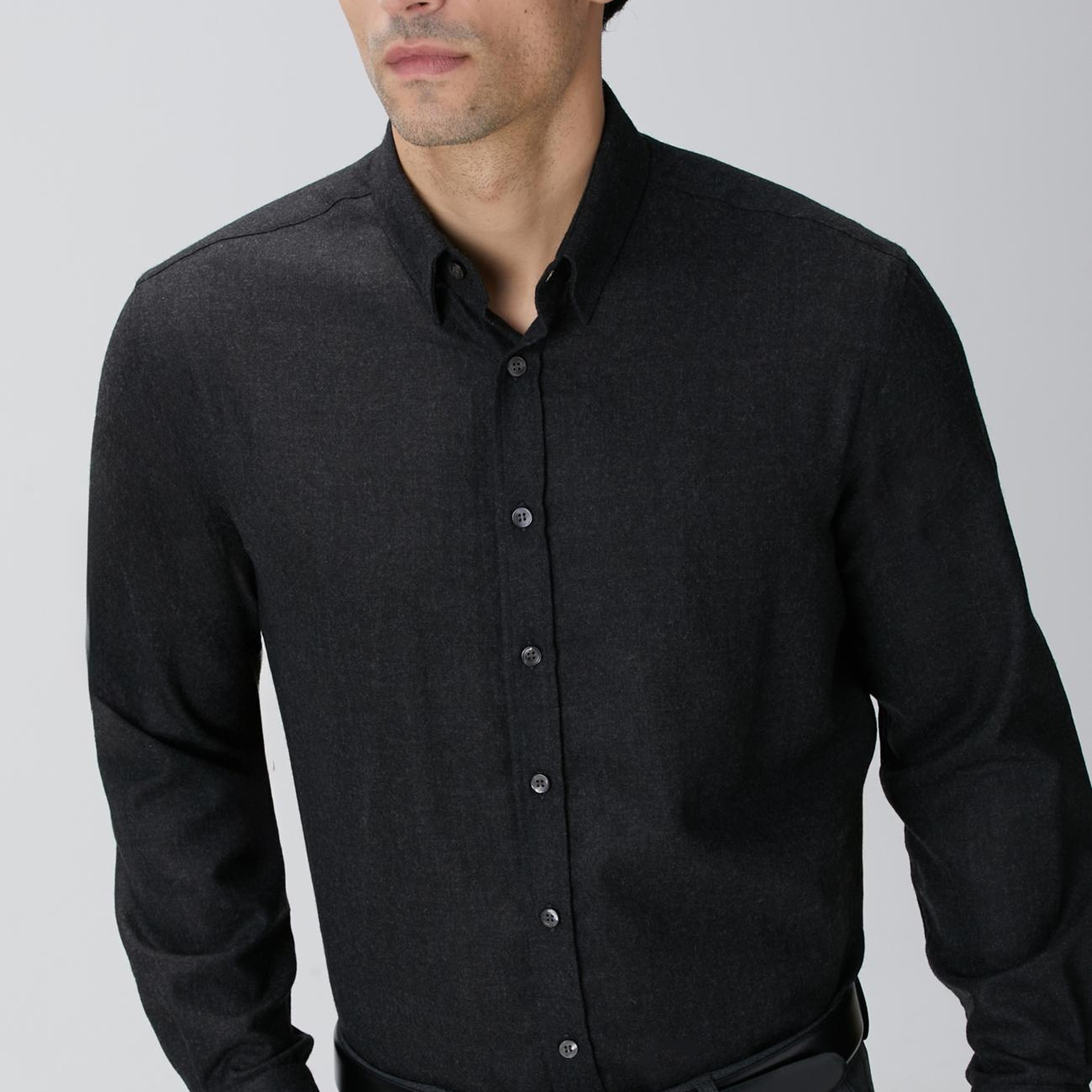 Network Erkek Antrasit Diyagonal Yün Karışımlı Gömlek