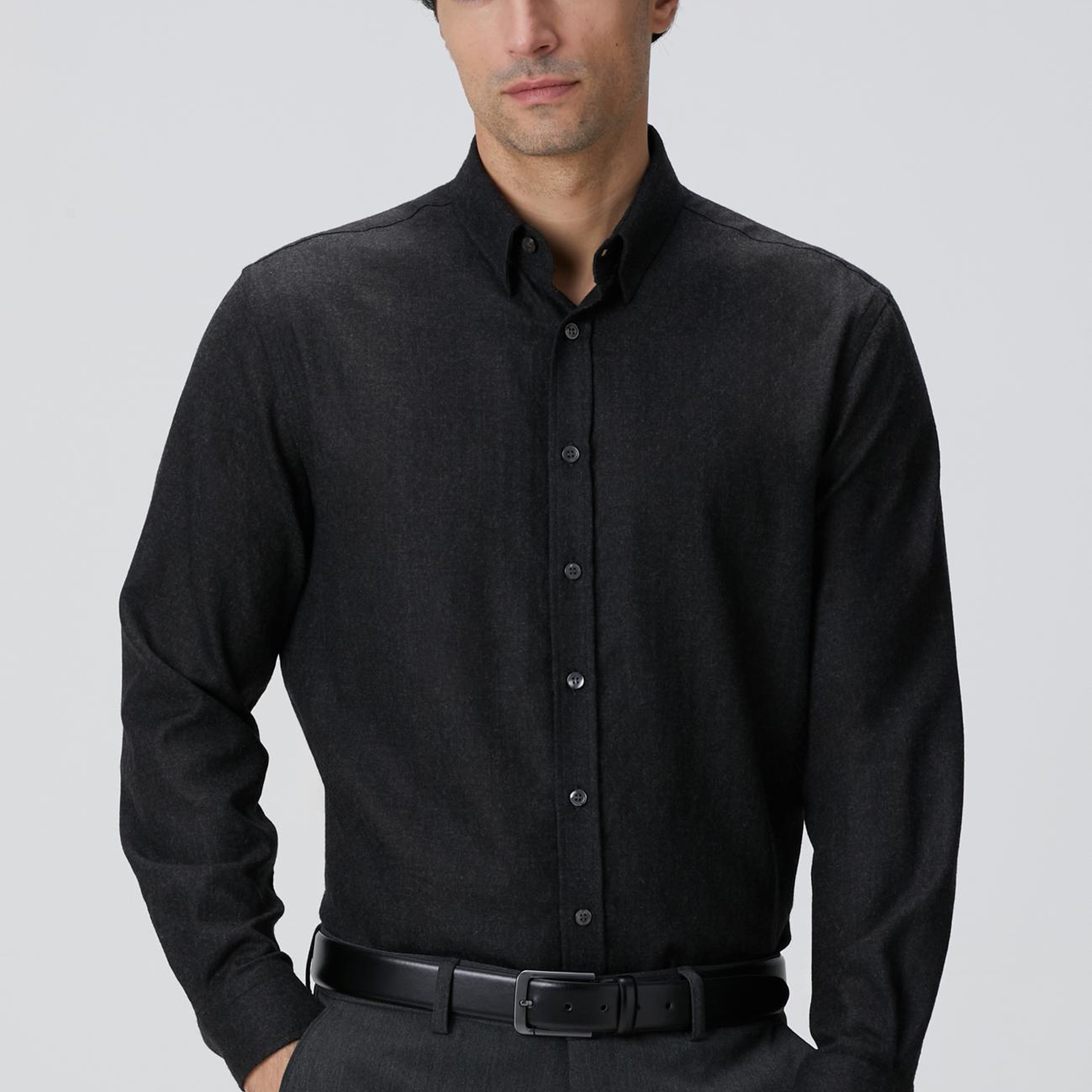 Network Erkek Antrasit Diyagonal Yün Karışımlı Gömlek