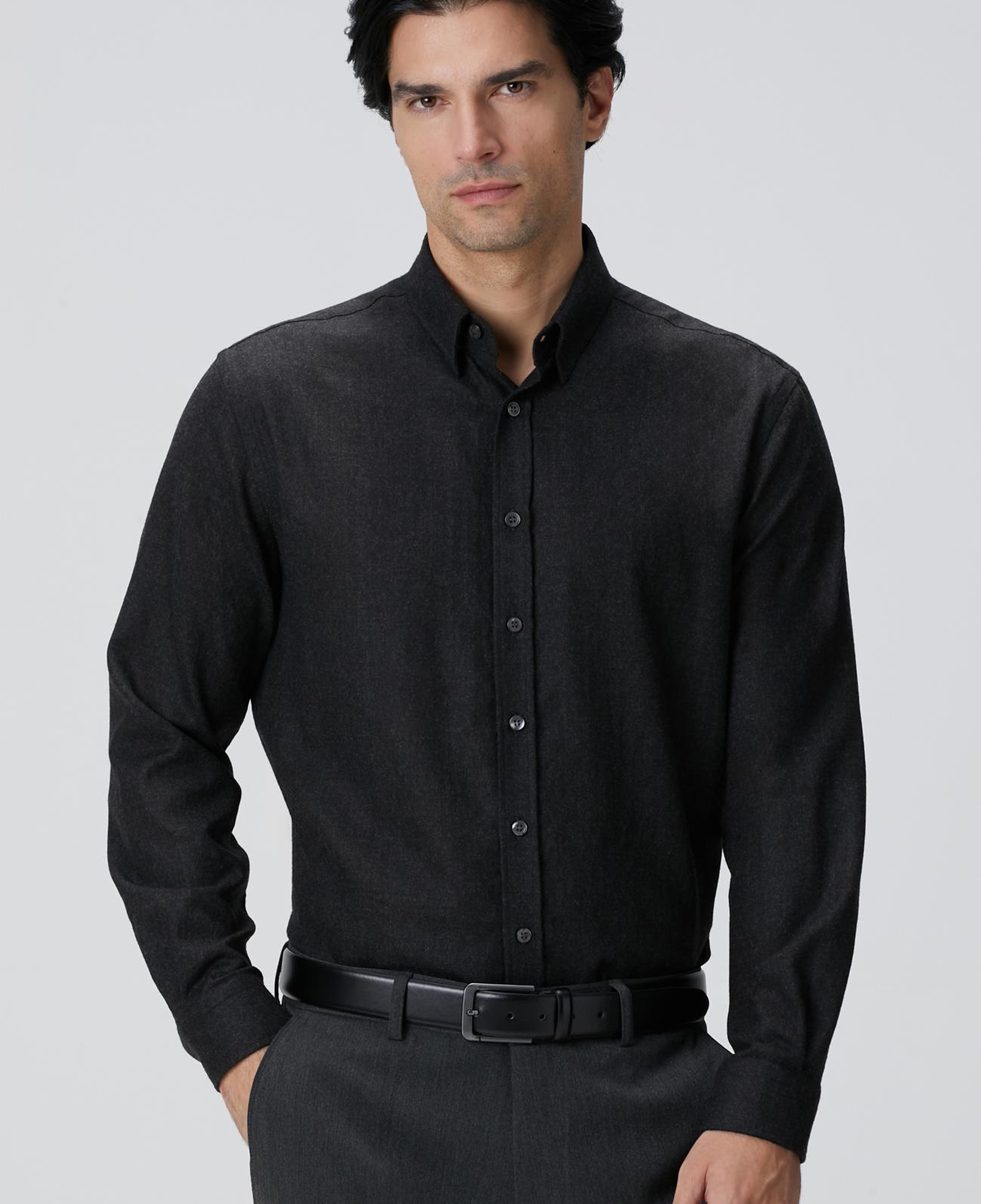 Network Erkek Antrasit Diyagonal Yün Karışımlı Gömlek