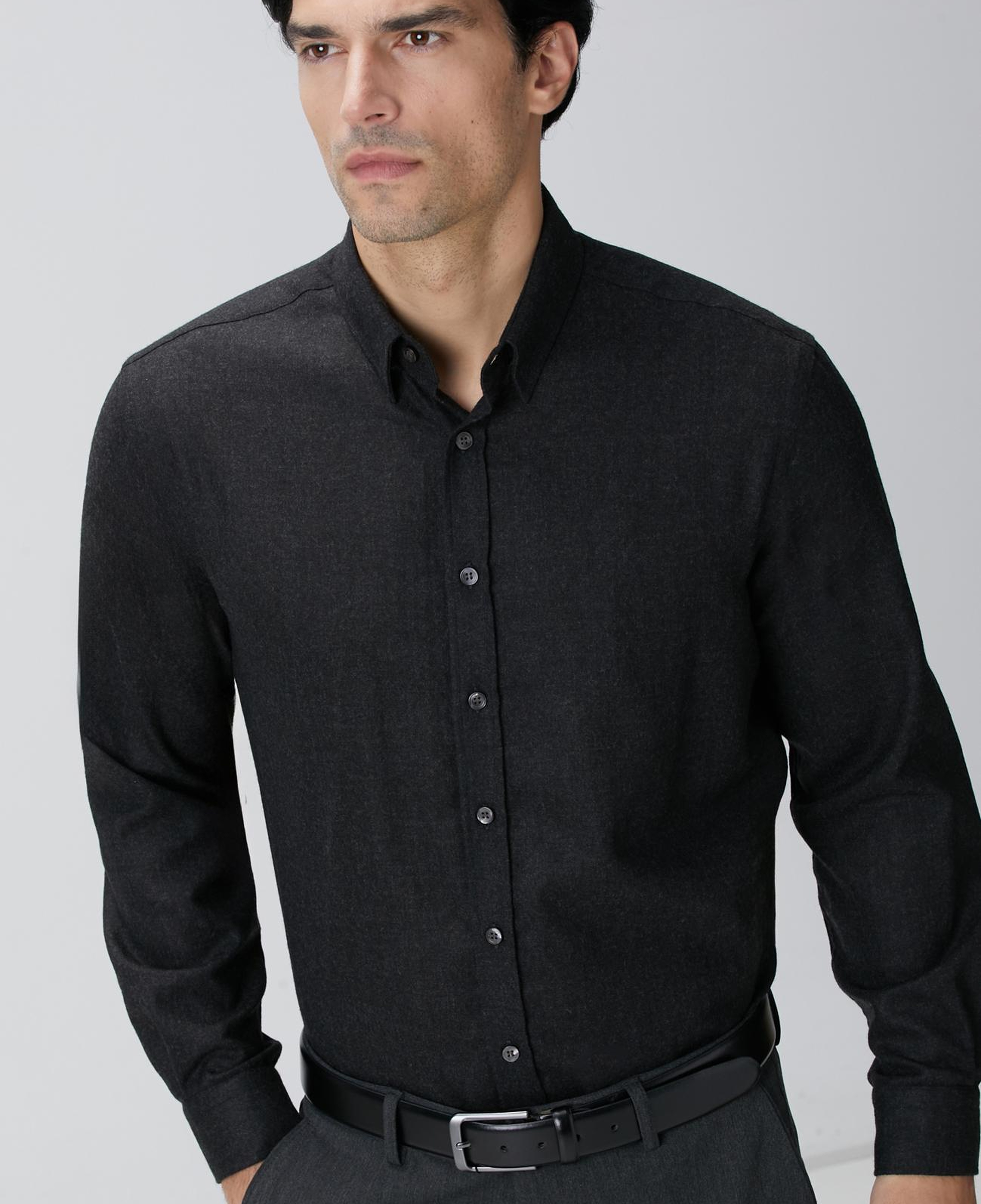Network Erkek Antrasit Diyagonal Yün Karışımlı Gömlek