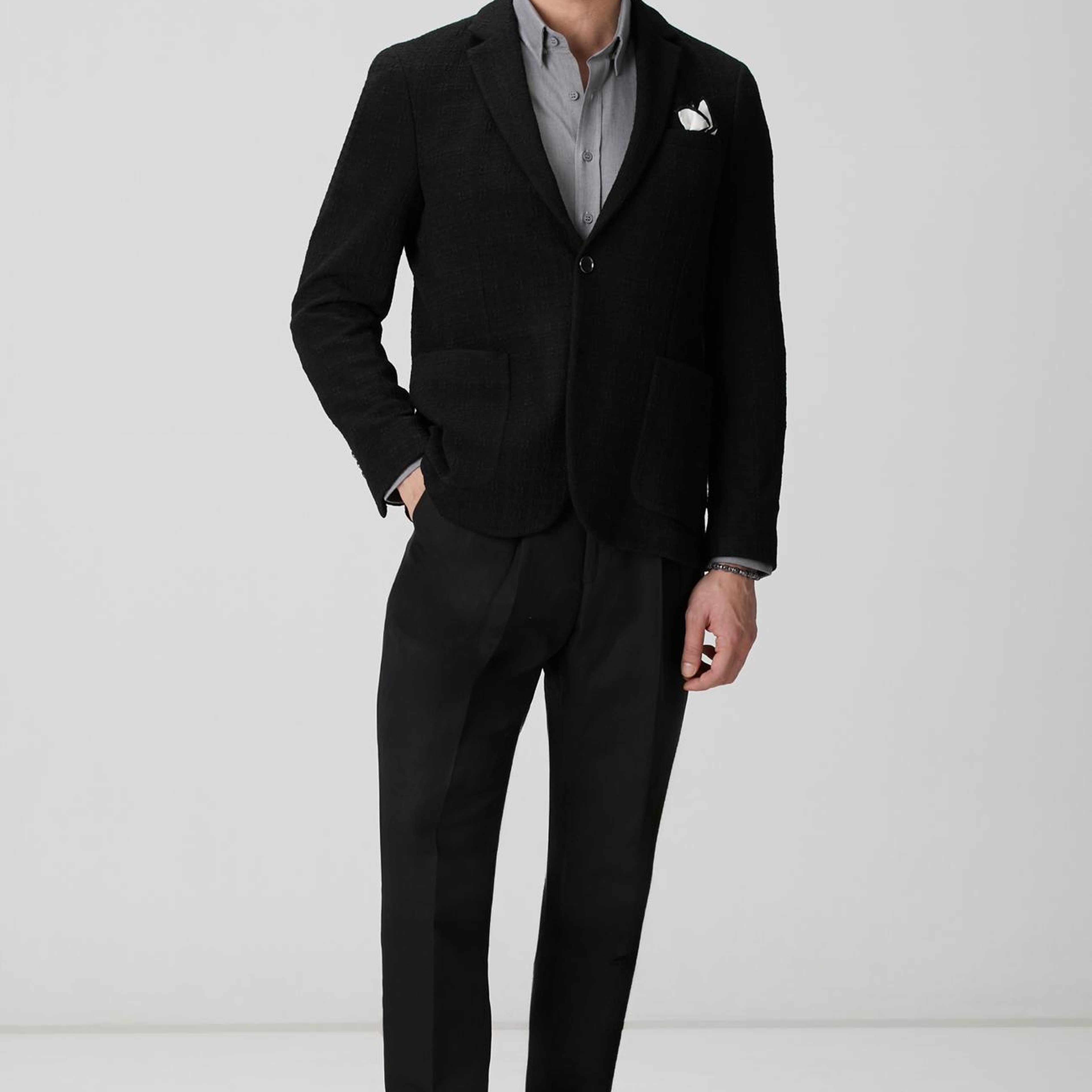 Network Erkek Gri Yün Karışımlı Gömlek