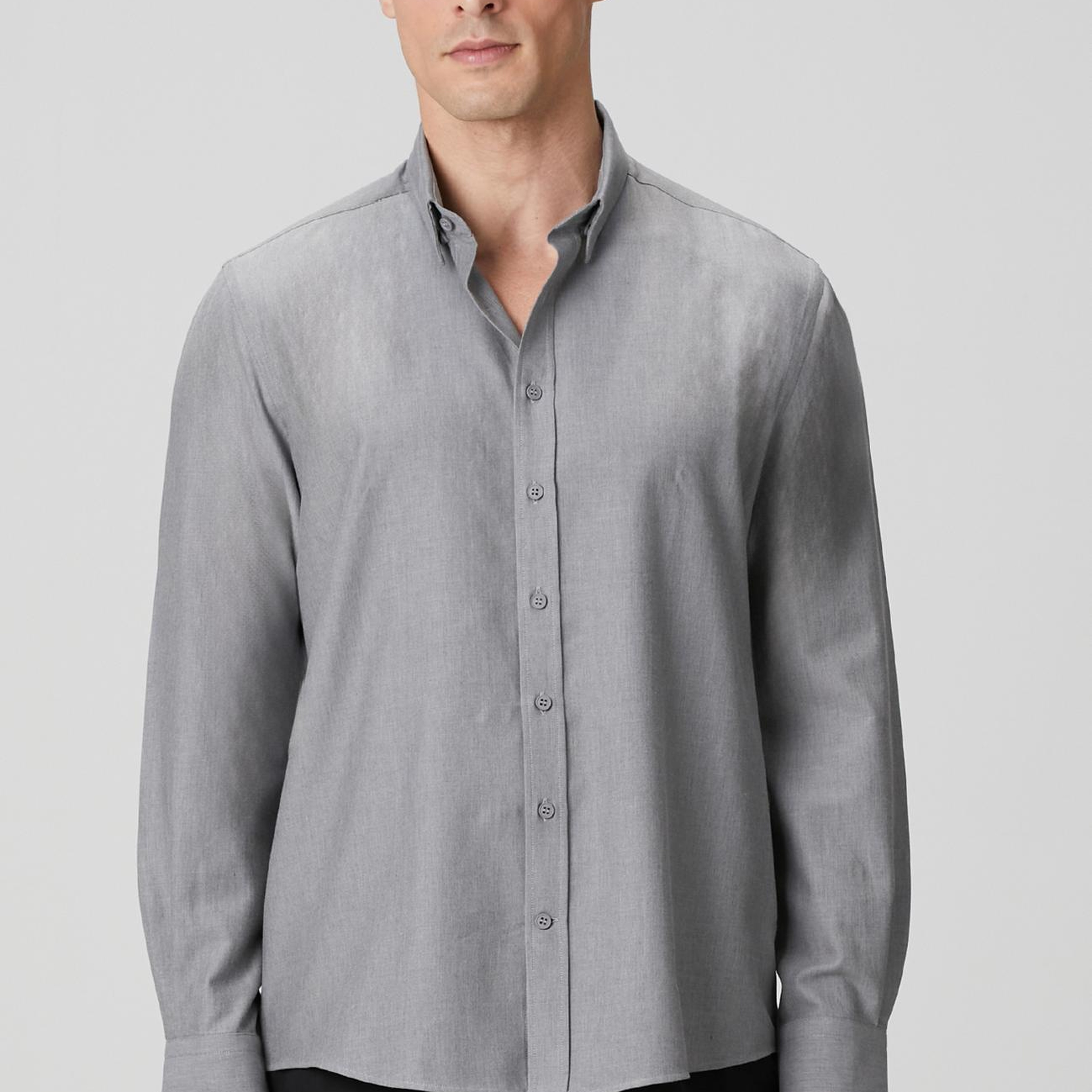 Network Erkek Gri Yün Karışımlı Gömlek