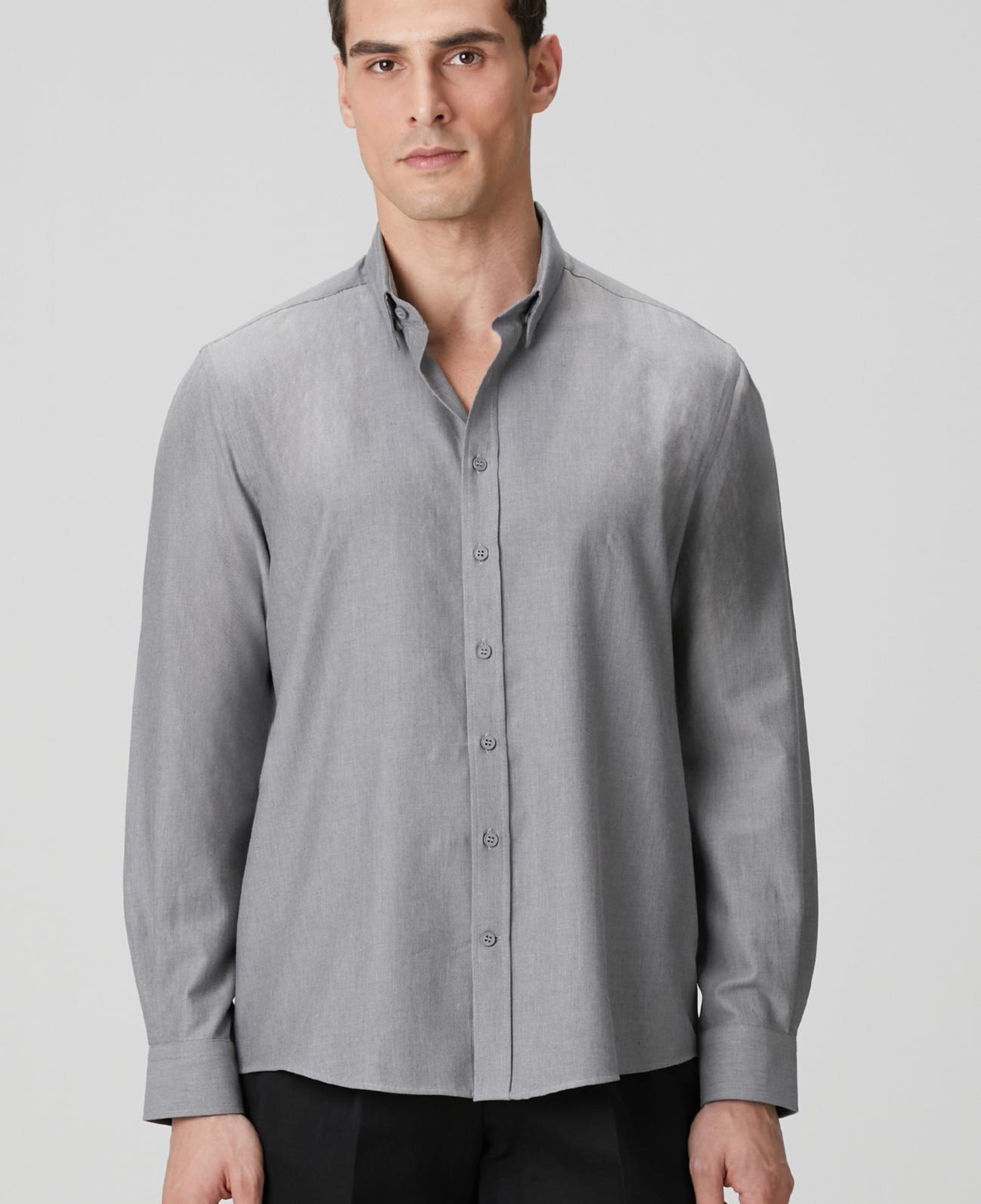 Network Erkek Gri Yün Karışımlı Gömlek