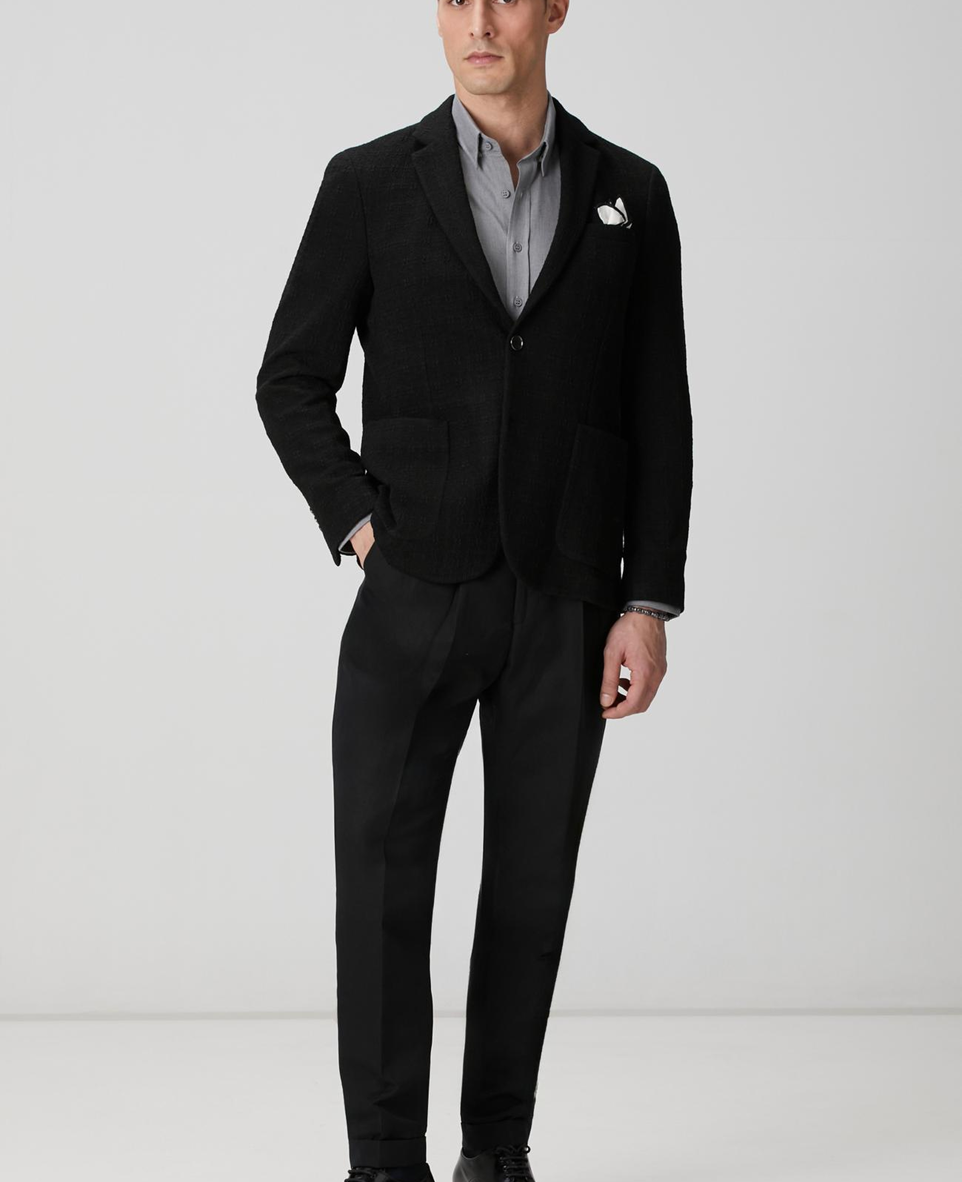 Network Erkek Gri Yün Karışımlı Gömlek