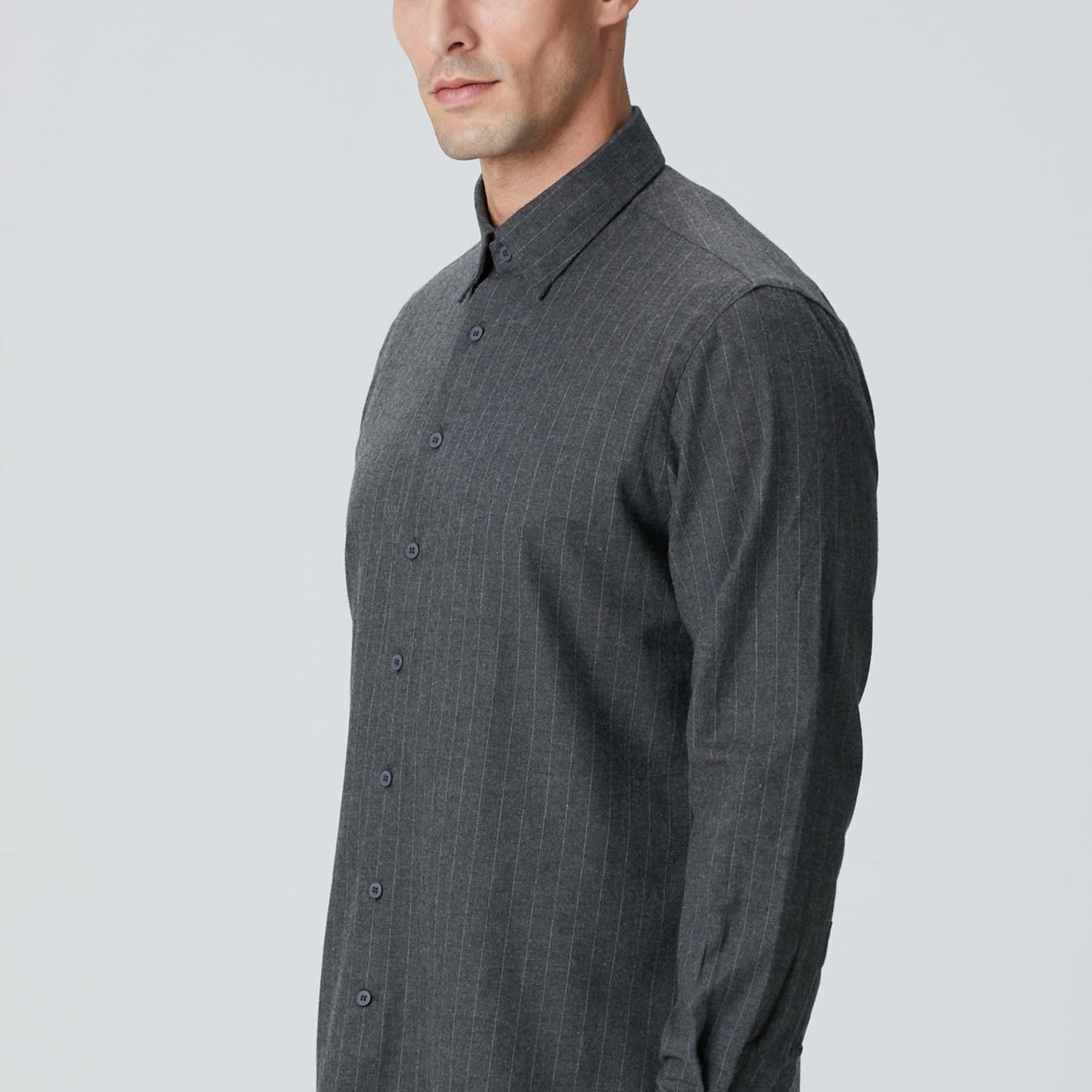 Network Erkek Antrasit Melanj Çizgili Gömlek