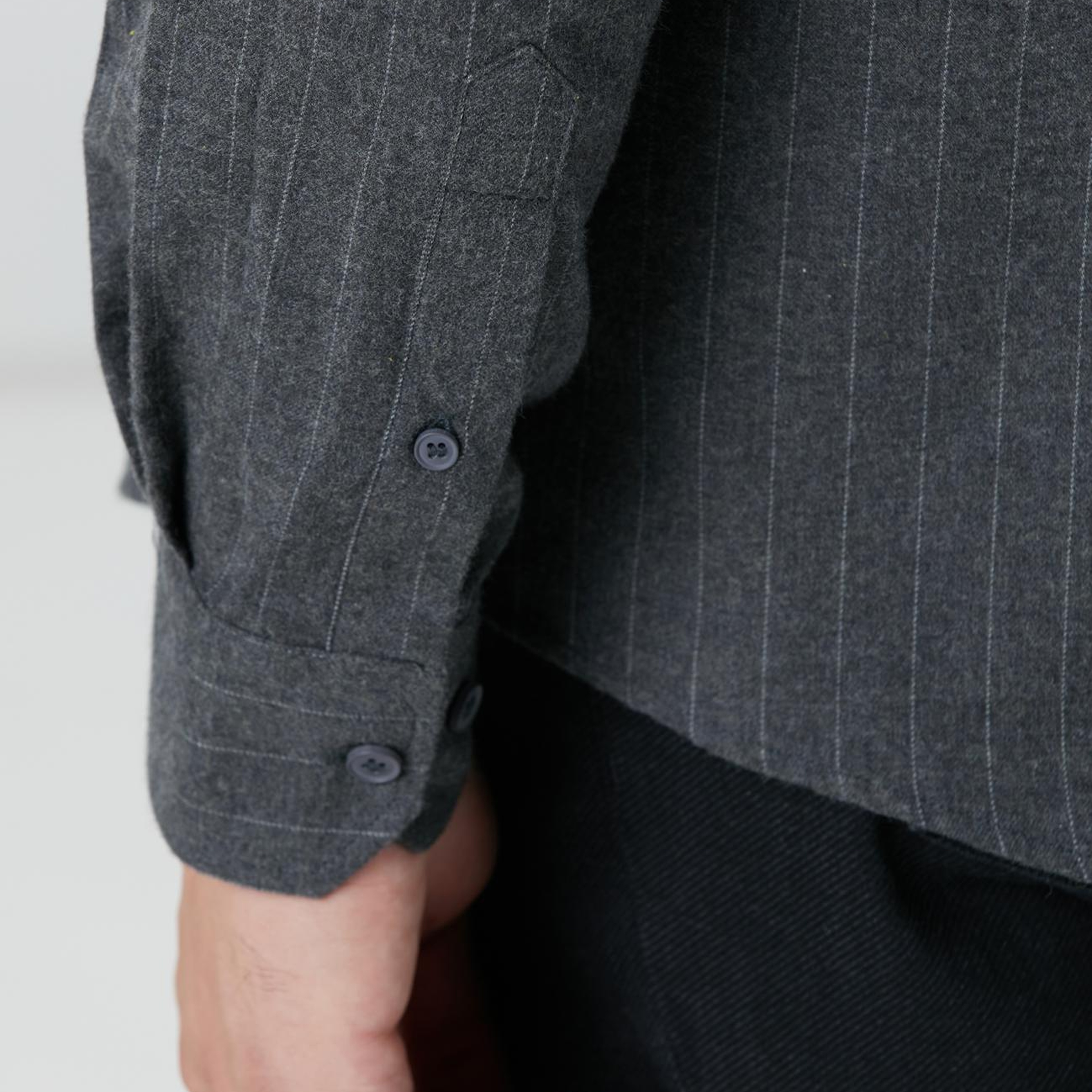 Network Erkek Antrasit Melanj Çizgili Gömlek