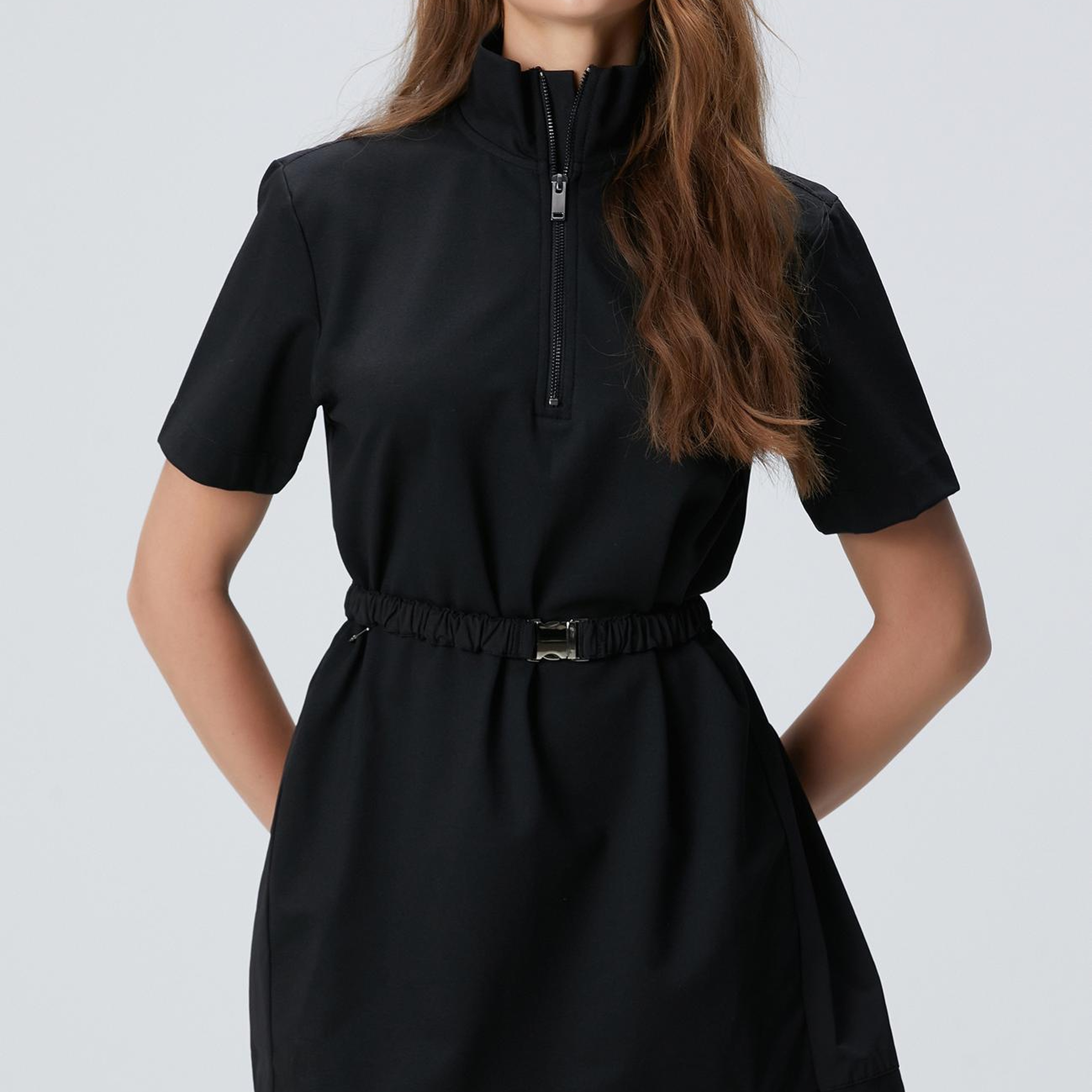 Network Kadın N-Tech Siyah Dokuma Garnili Mini Örme Elbise