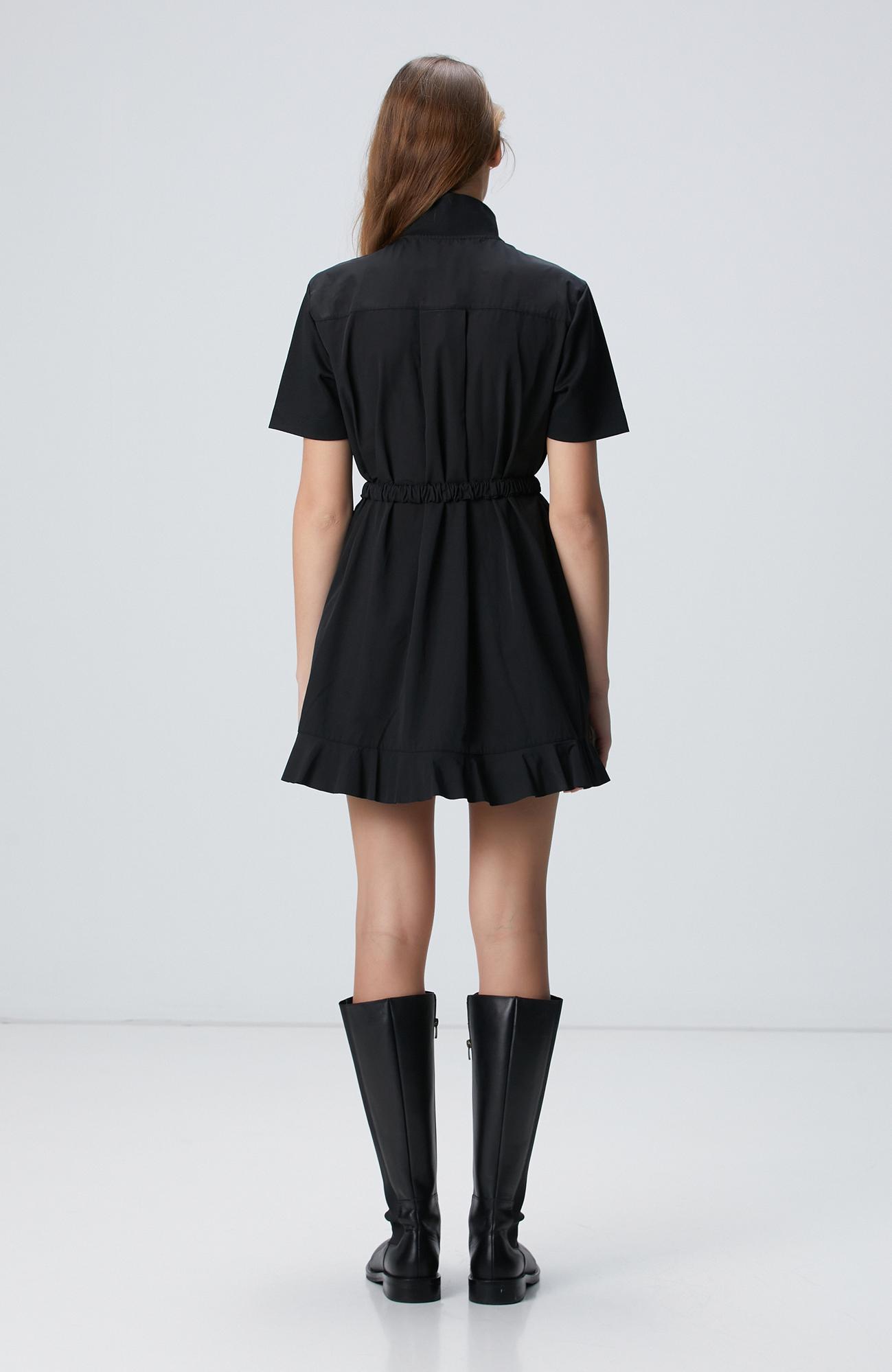 Network Kadın N-Tech Siyah Dokuma Garnili Mini Örme Elbise