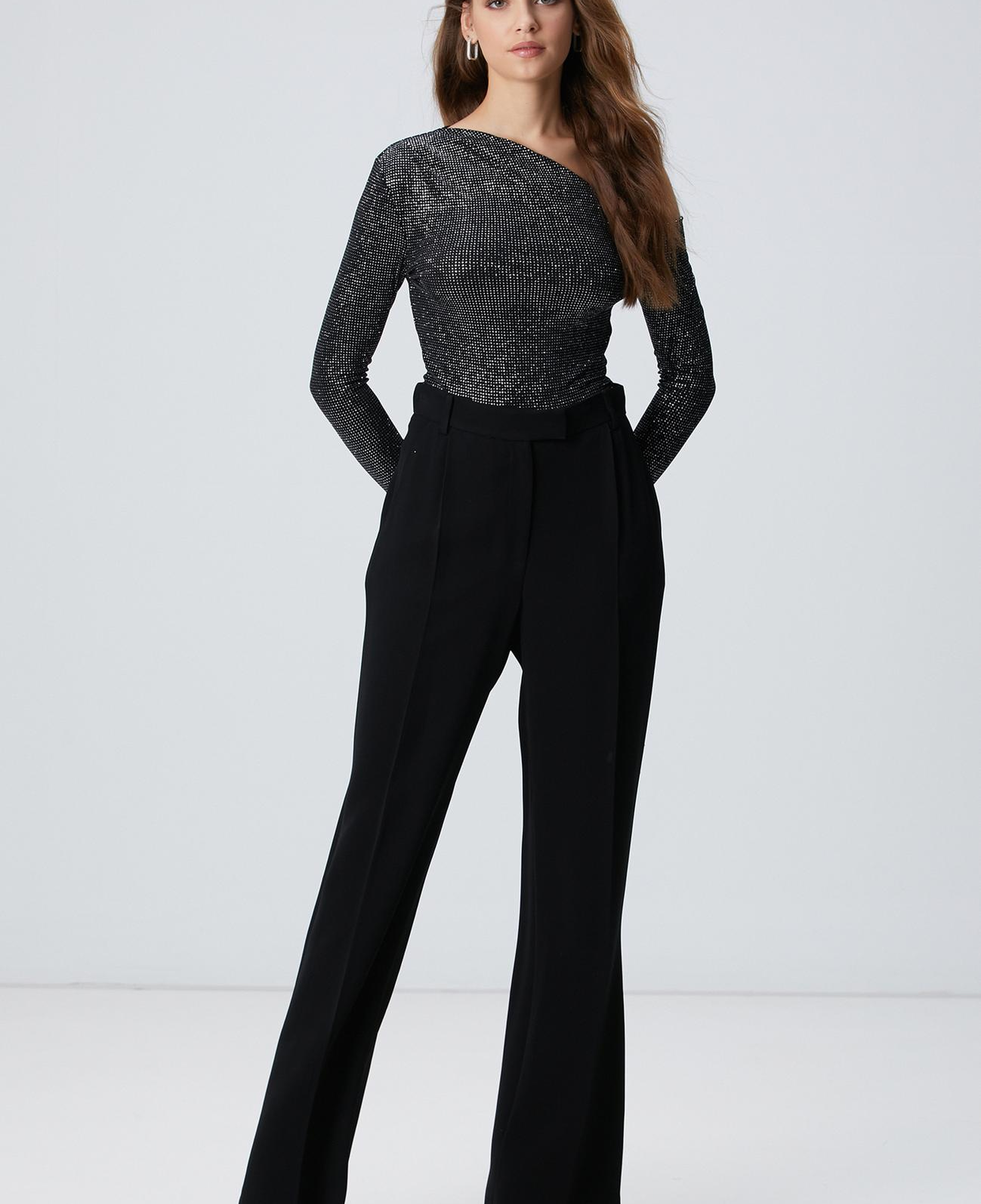 Network Kadın Siyah Simli Örme Bluz