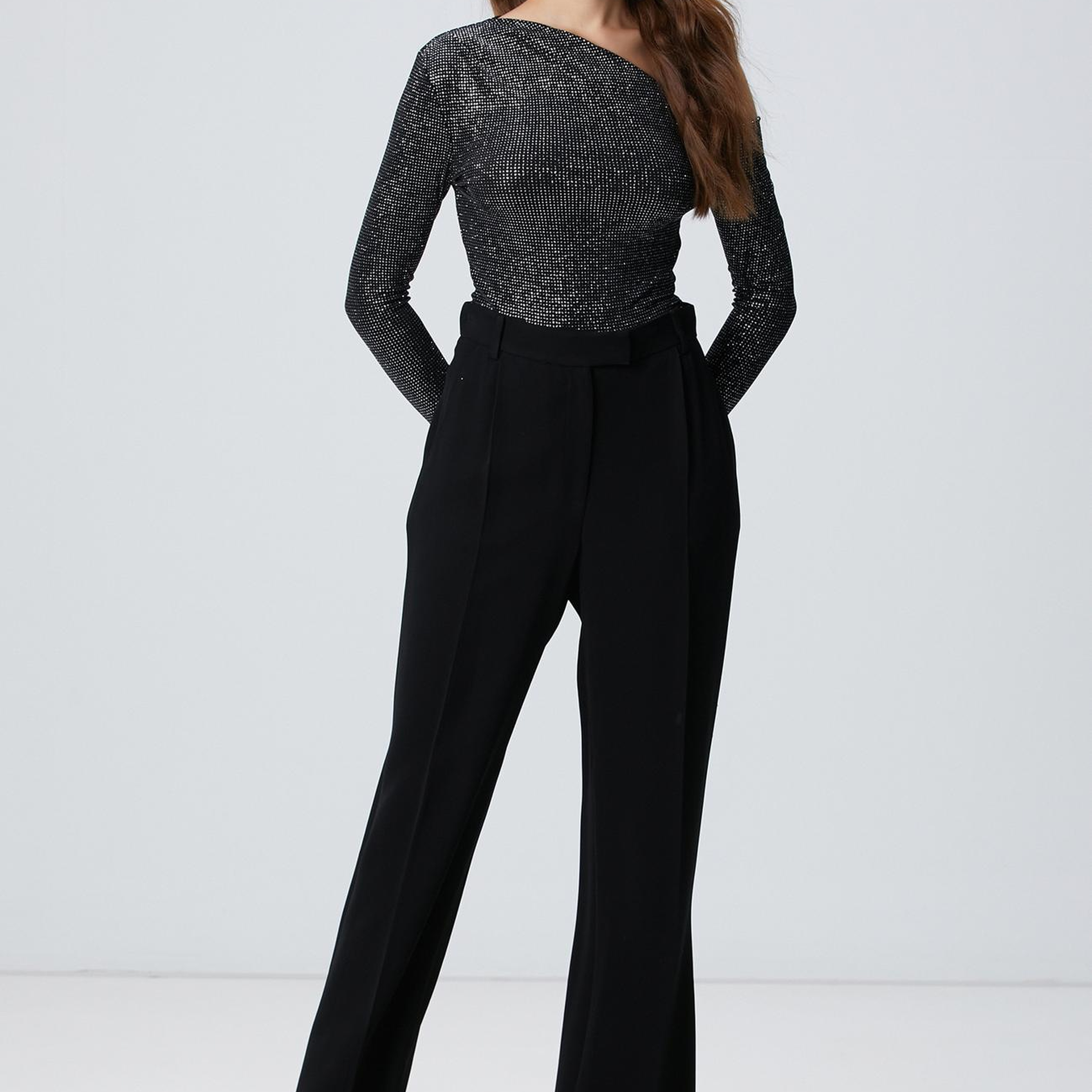 Network Kadın Siyah Simli Örme Bluz