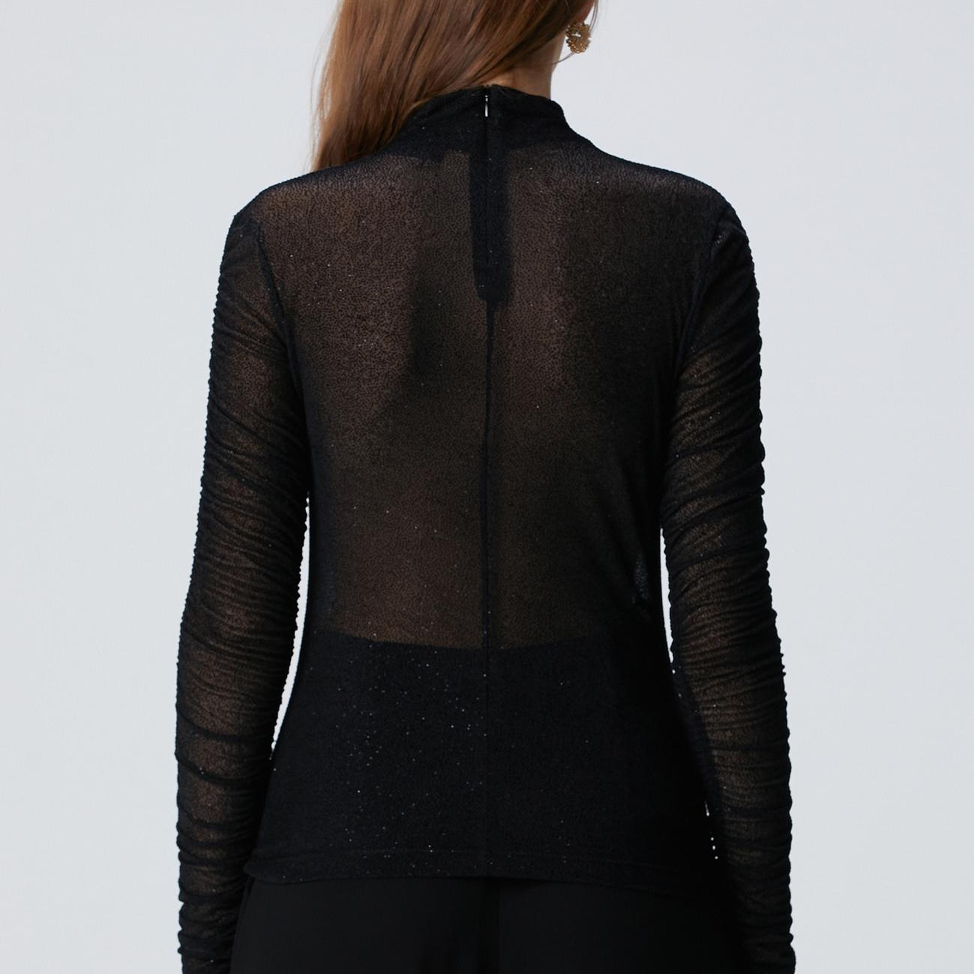 Network Kadın Siyah Flok Baskılı Örme Bluz