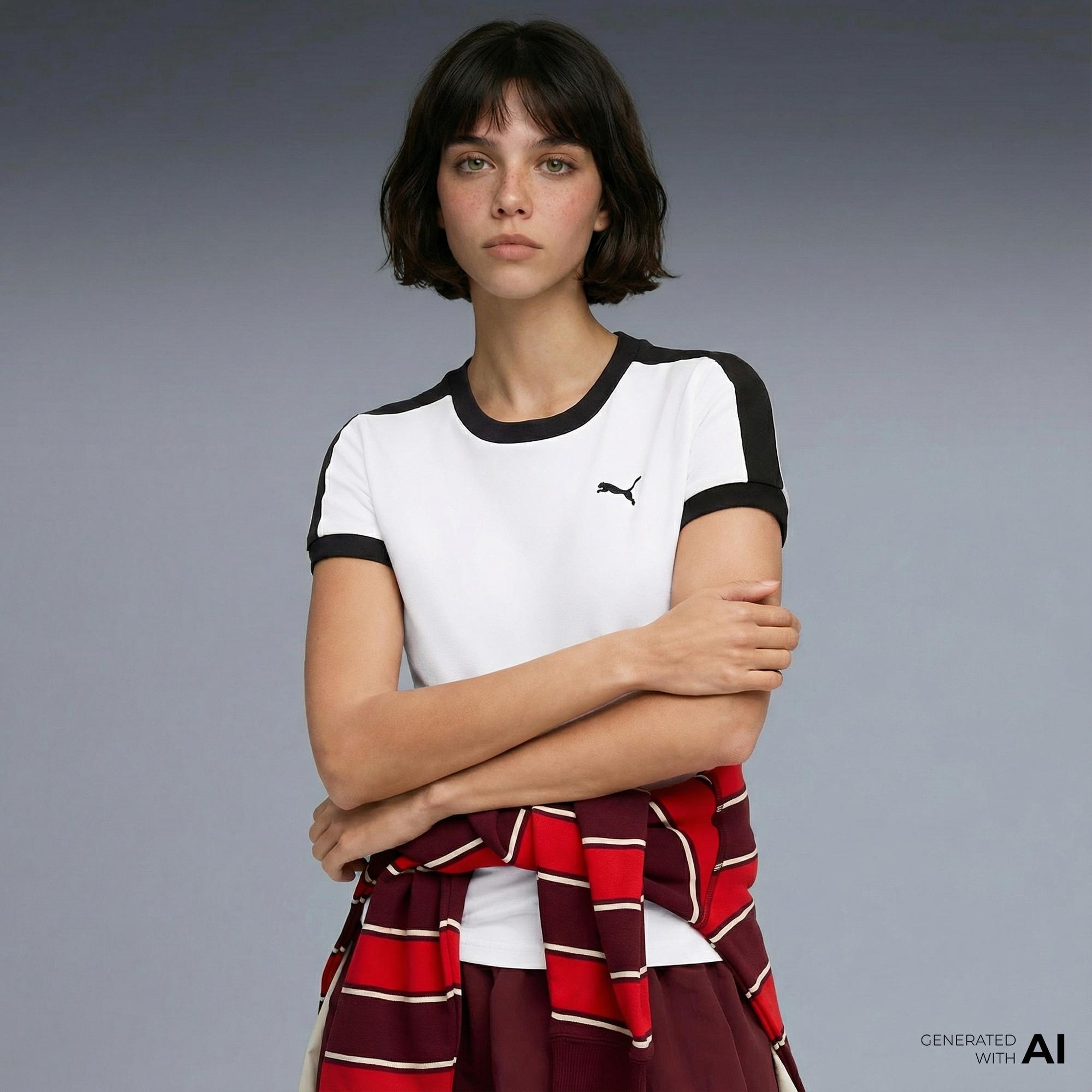 Puma T7 Slim  Kadın Beyaz T-Shirt