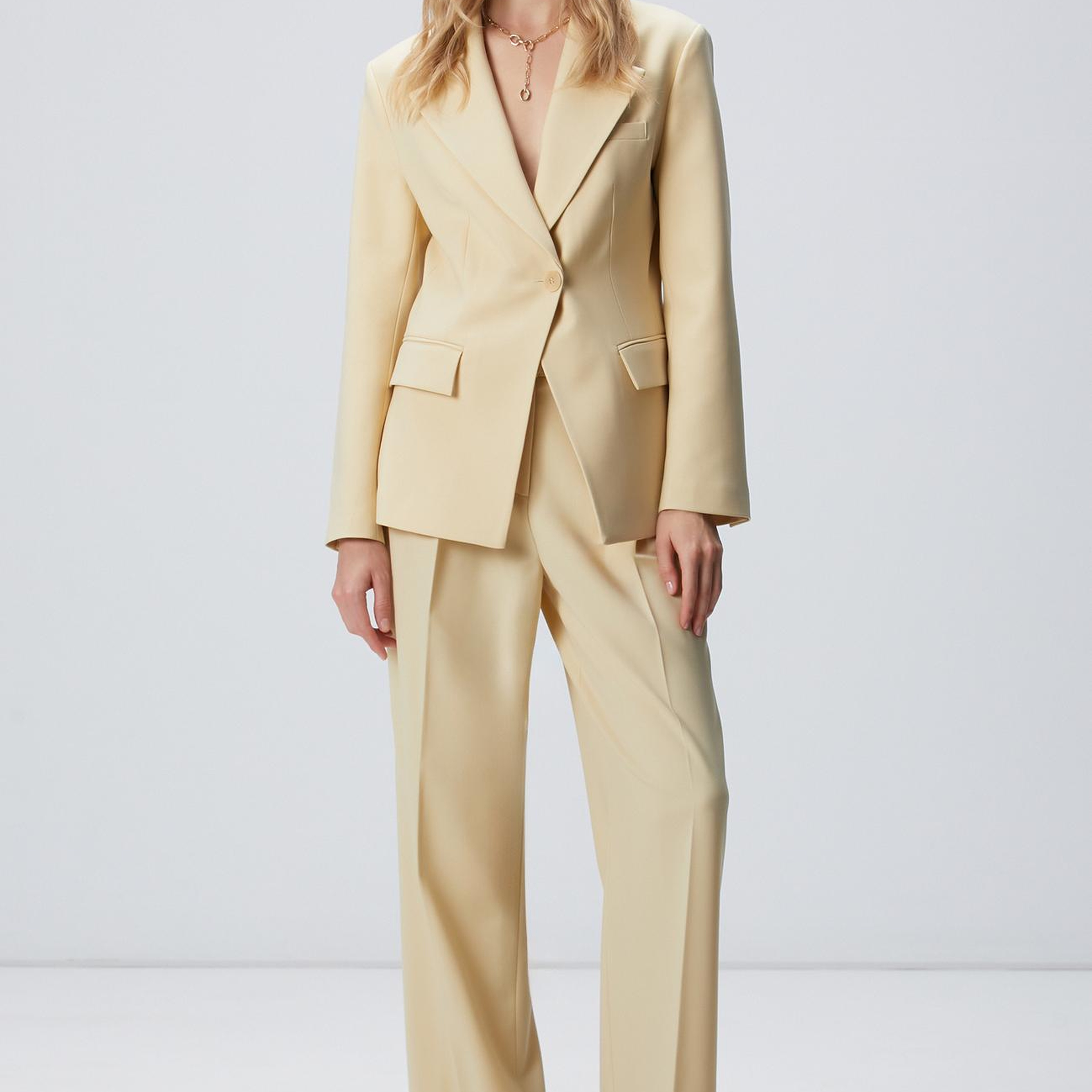 Network Kadın Sarı Yün Karışımlı Pantolon