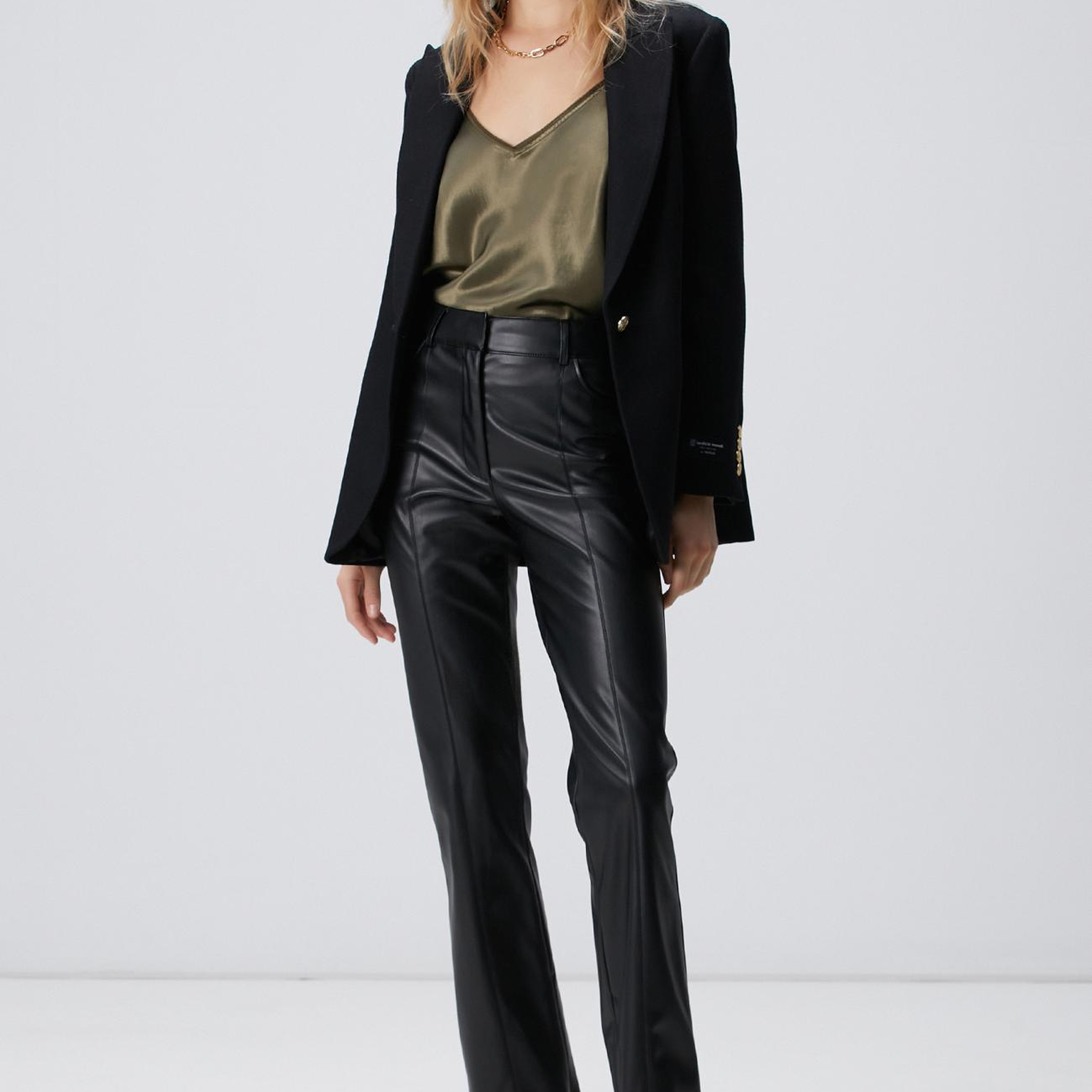 Network Kadın Siyah Vegan Deri Pantolon