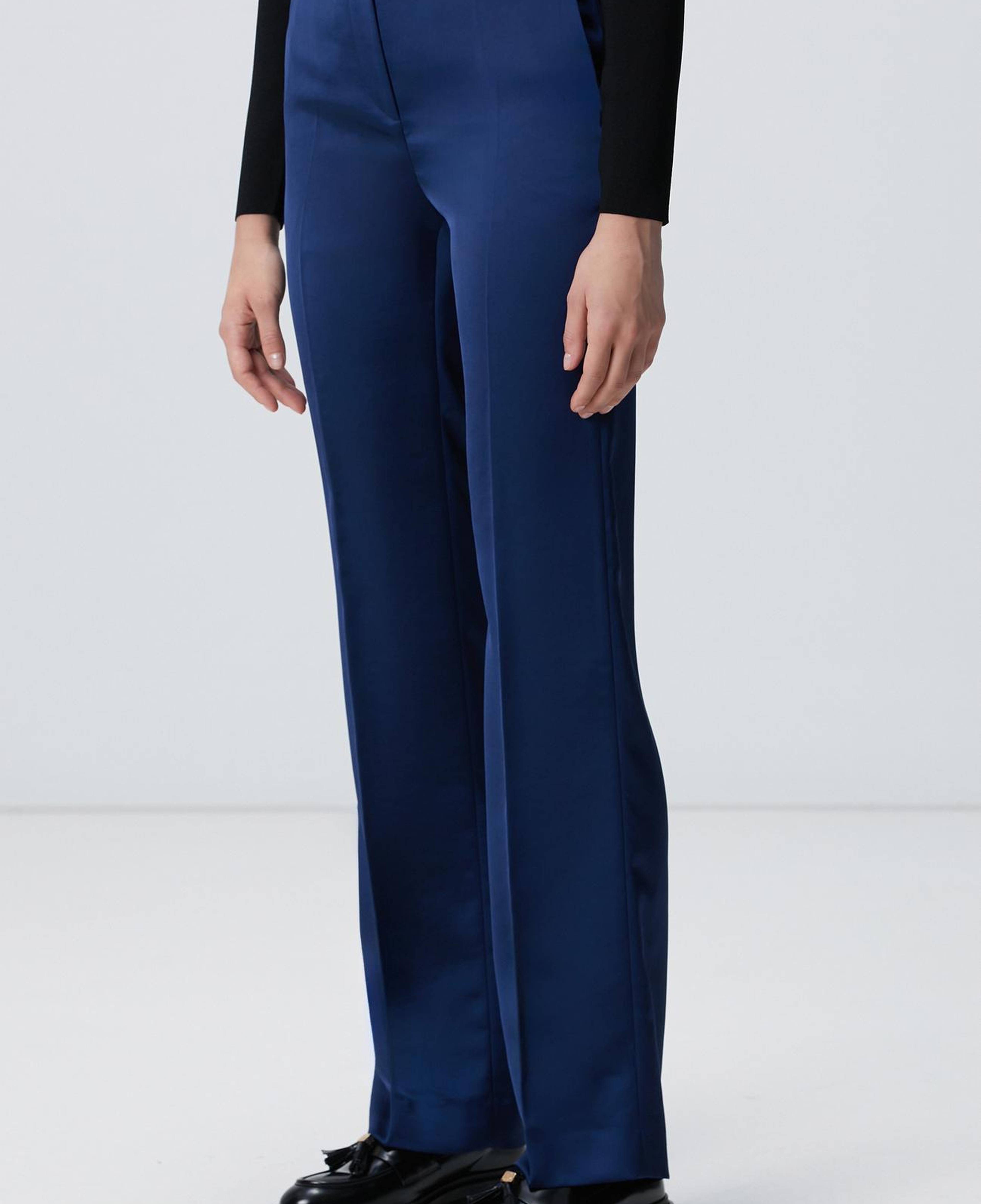 Network Kadın Gece Mavisi Saten Pantolon