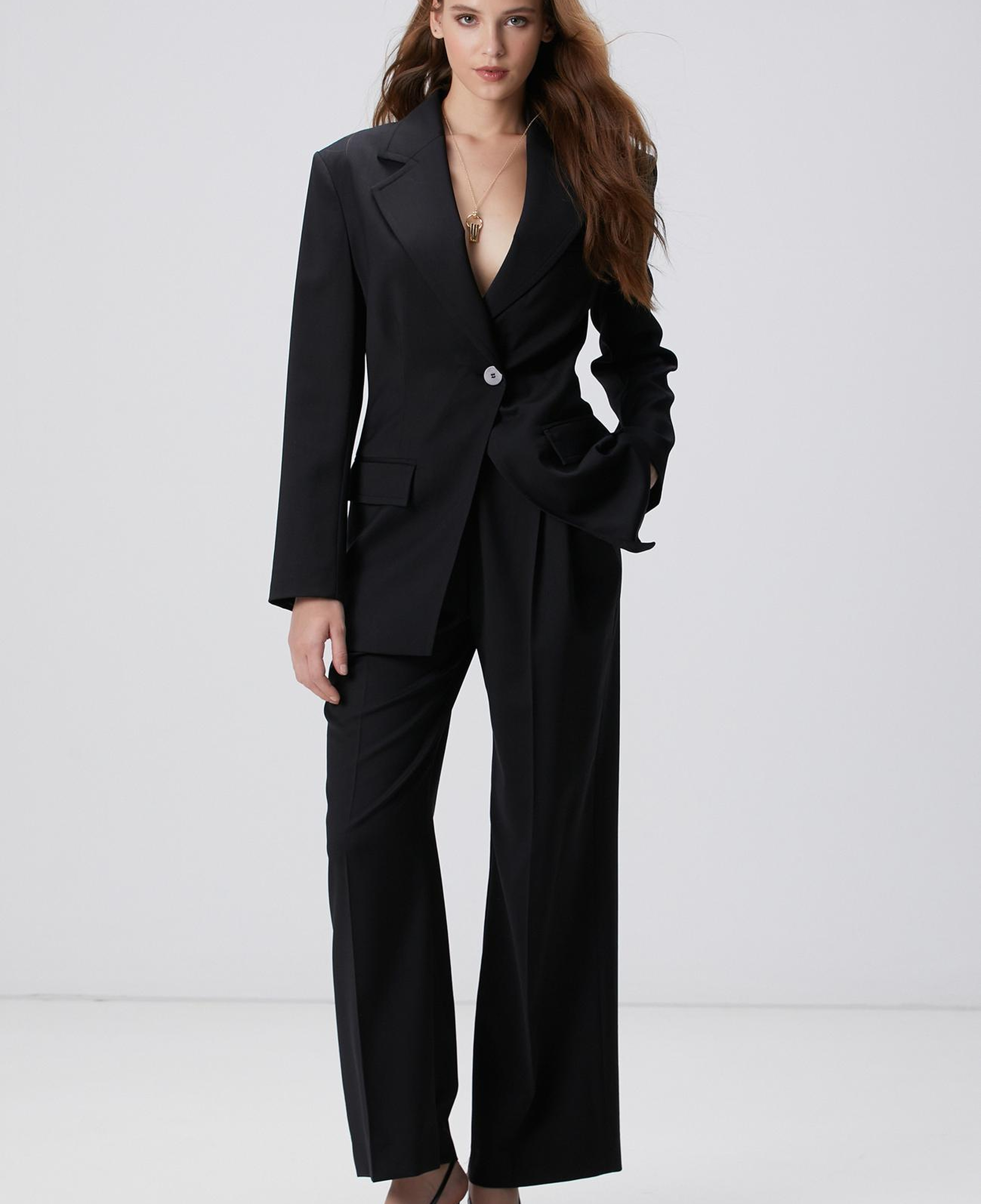 Network Kadın Siyah Yün Pantolon