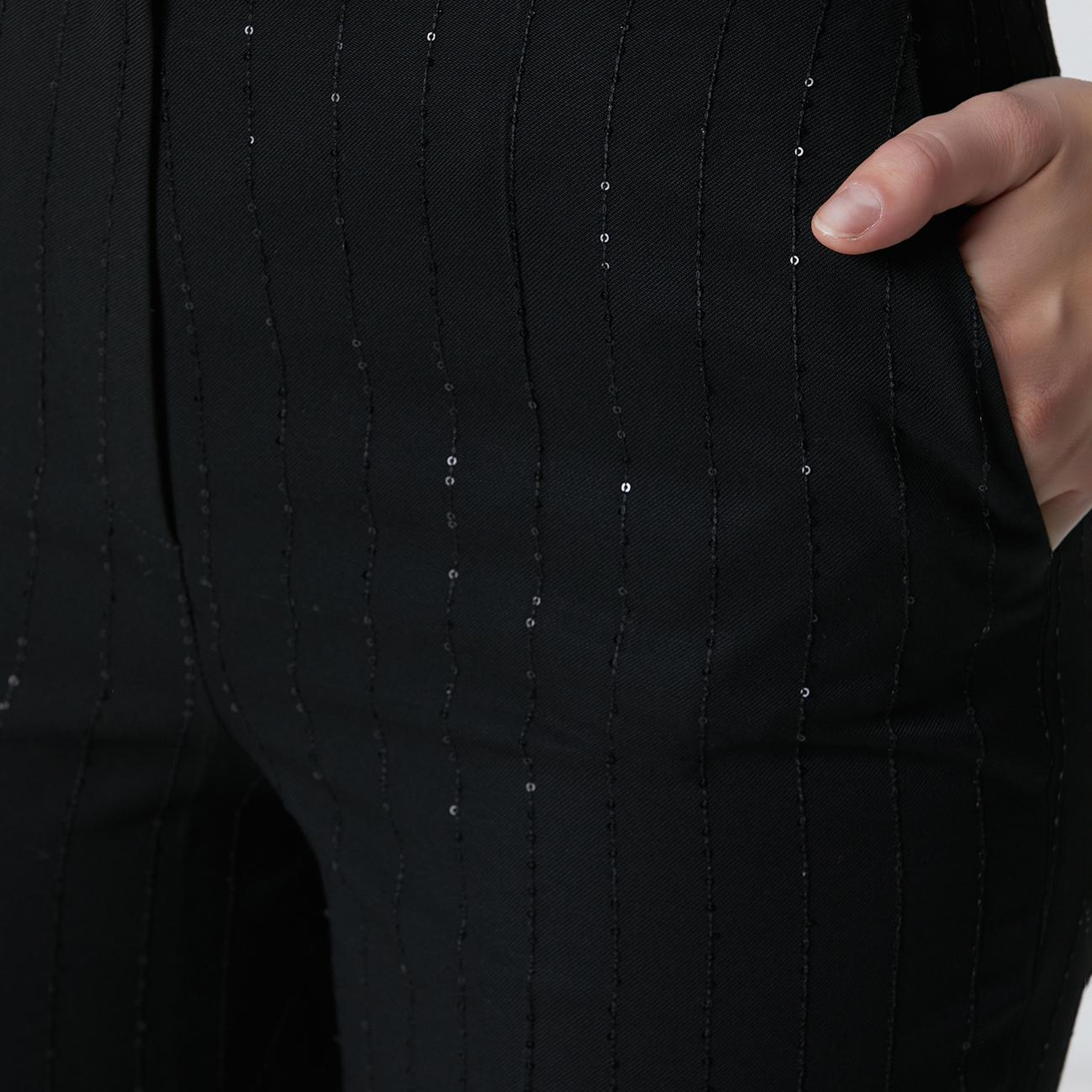 Network Kadın Siyah Çizgili Payetli Pantolon