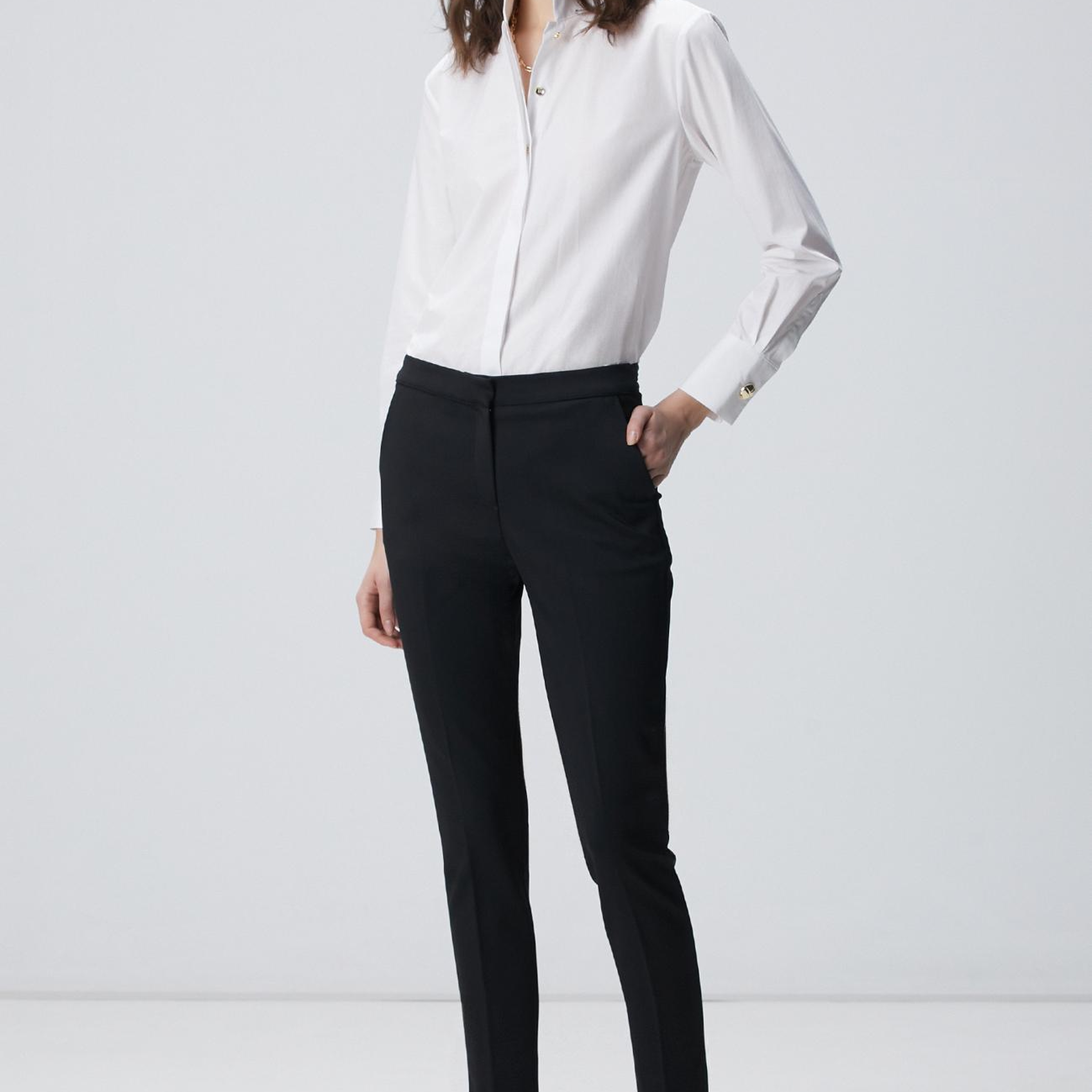 Network Kadın Siyah Kemeri Lastik Detaylı Pantolon