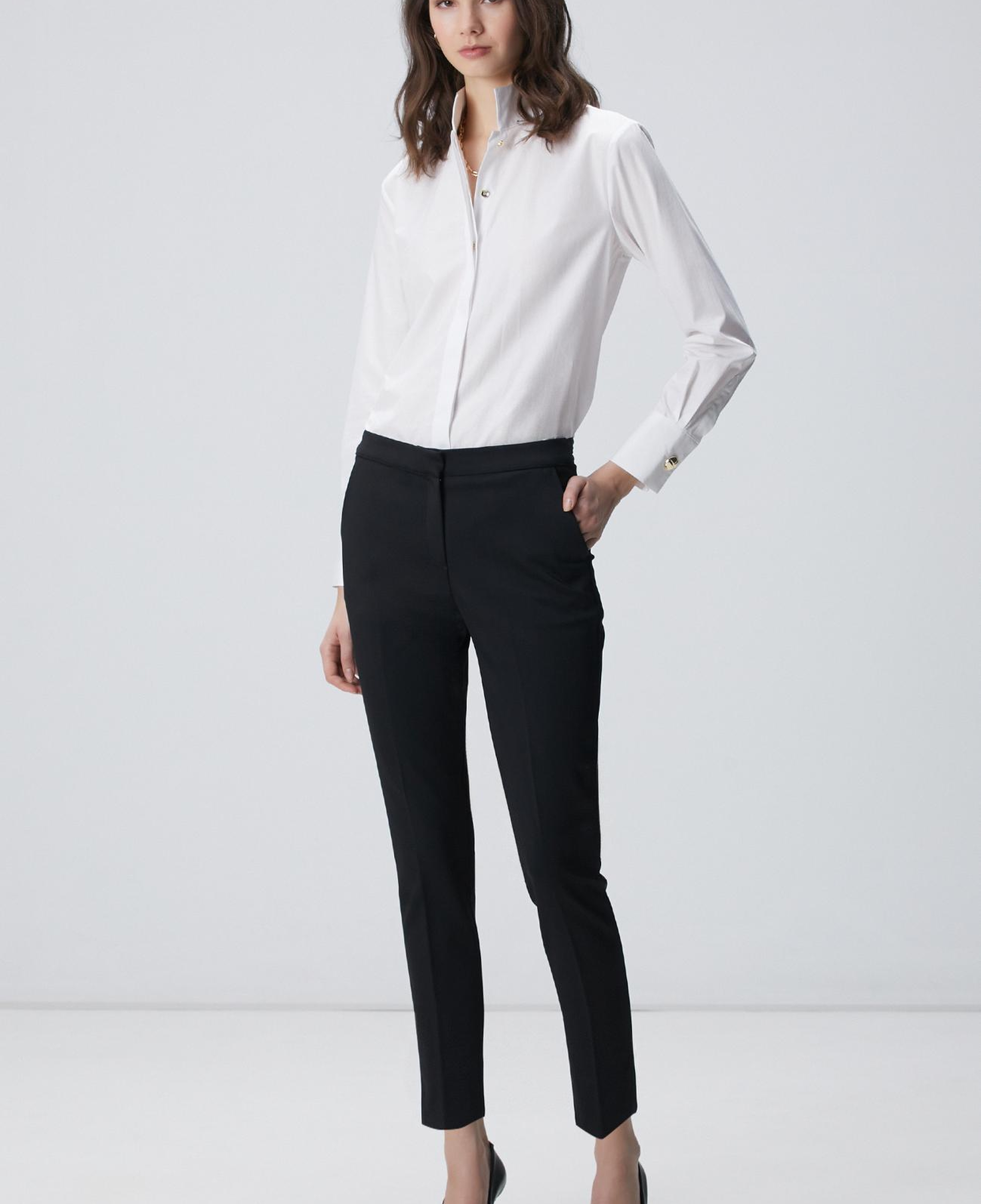 Network Kadın Siyah Kemeri Lastik Detaylı Pantolon