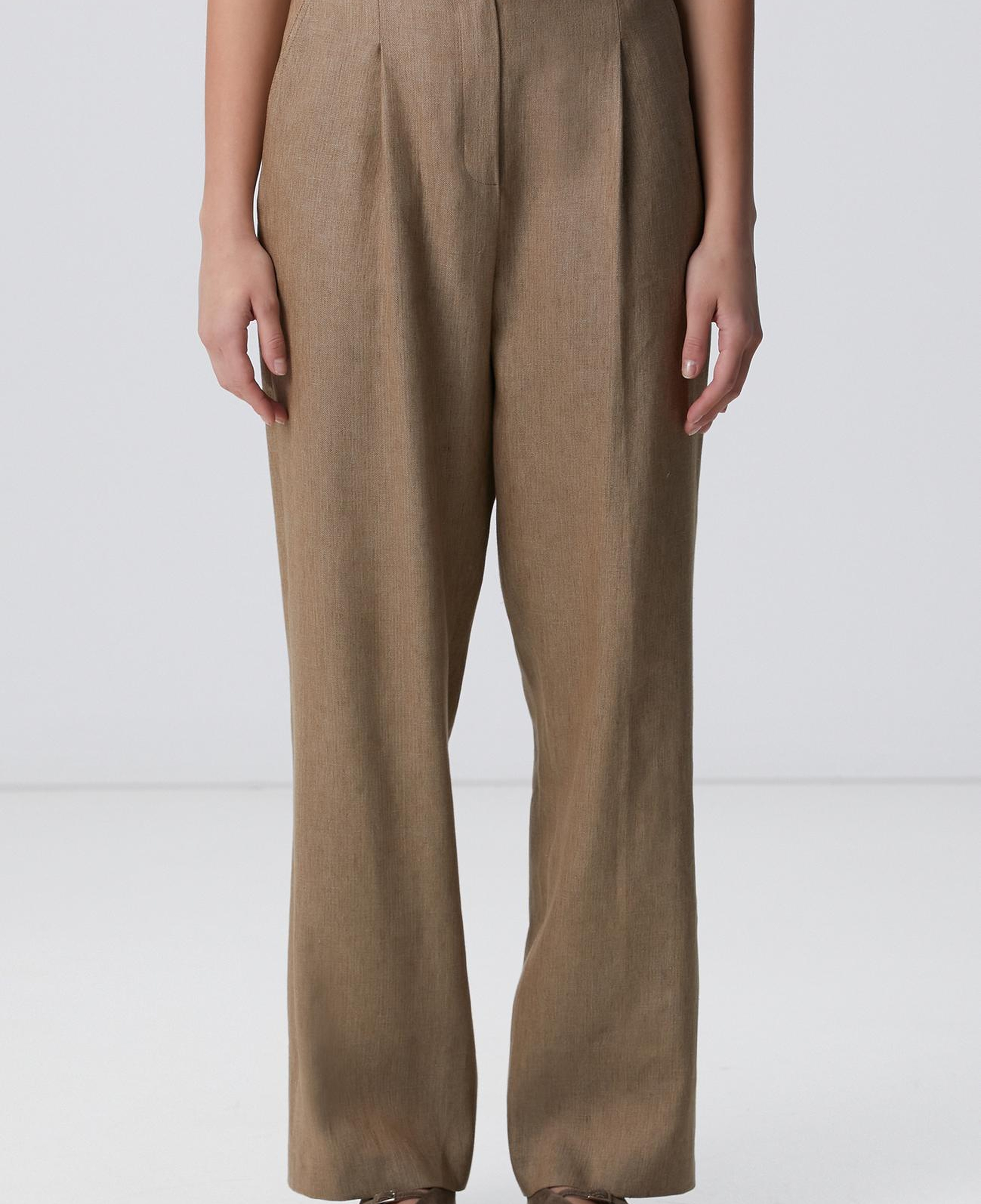 Network Kadın Vizon Melanj Keten Karışımlı Pantolon