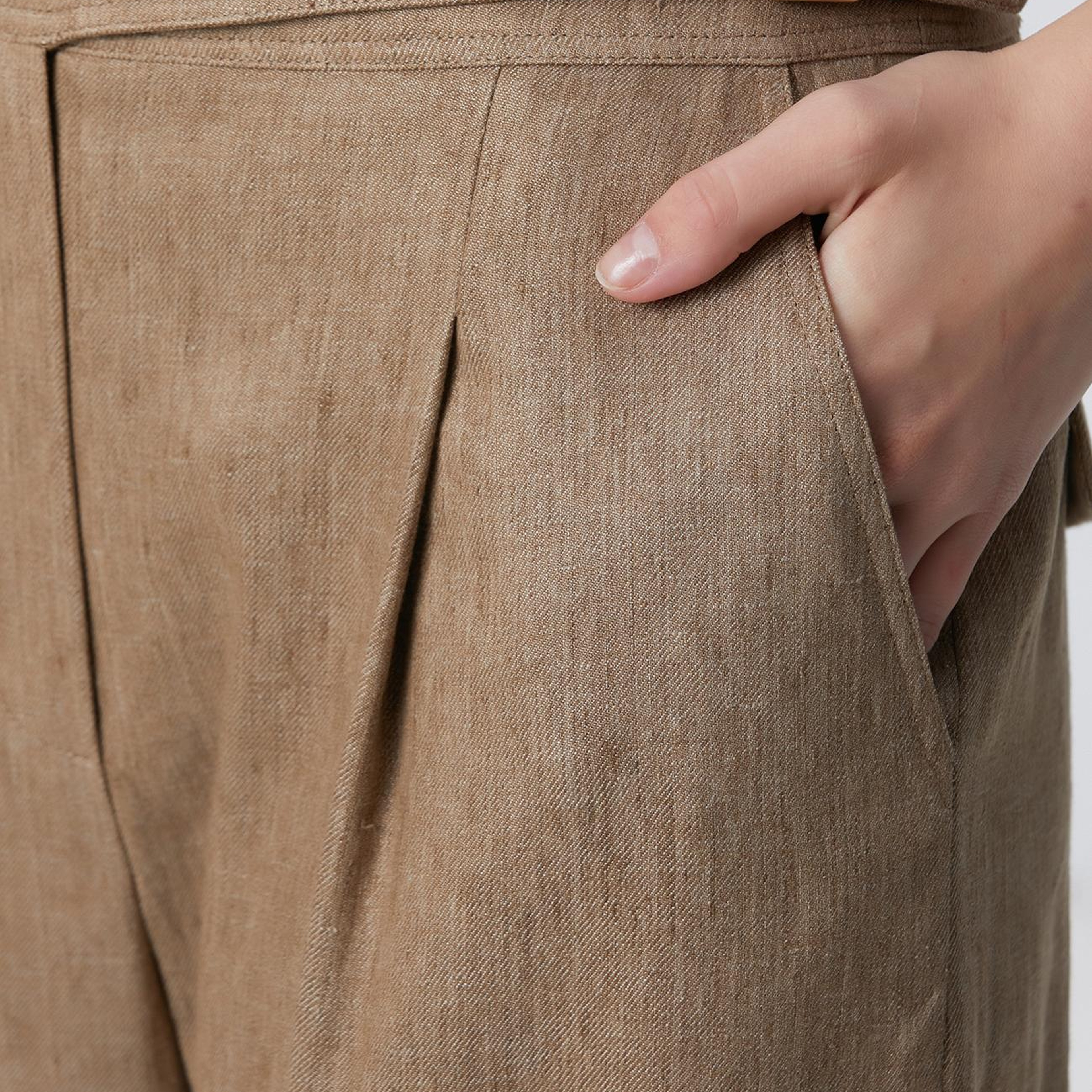 Network Kadın Vizon Melanj Keten Karışımlı Pantolon